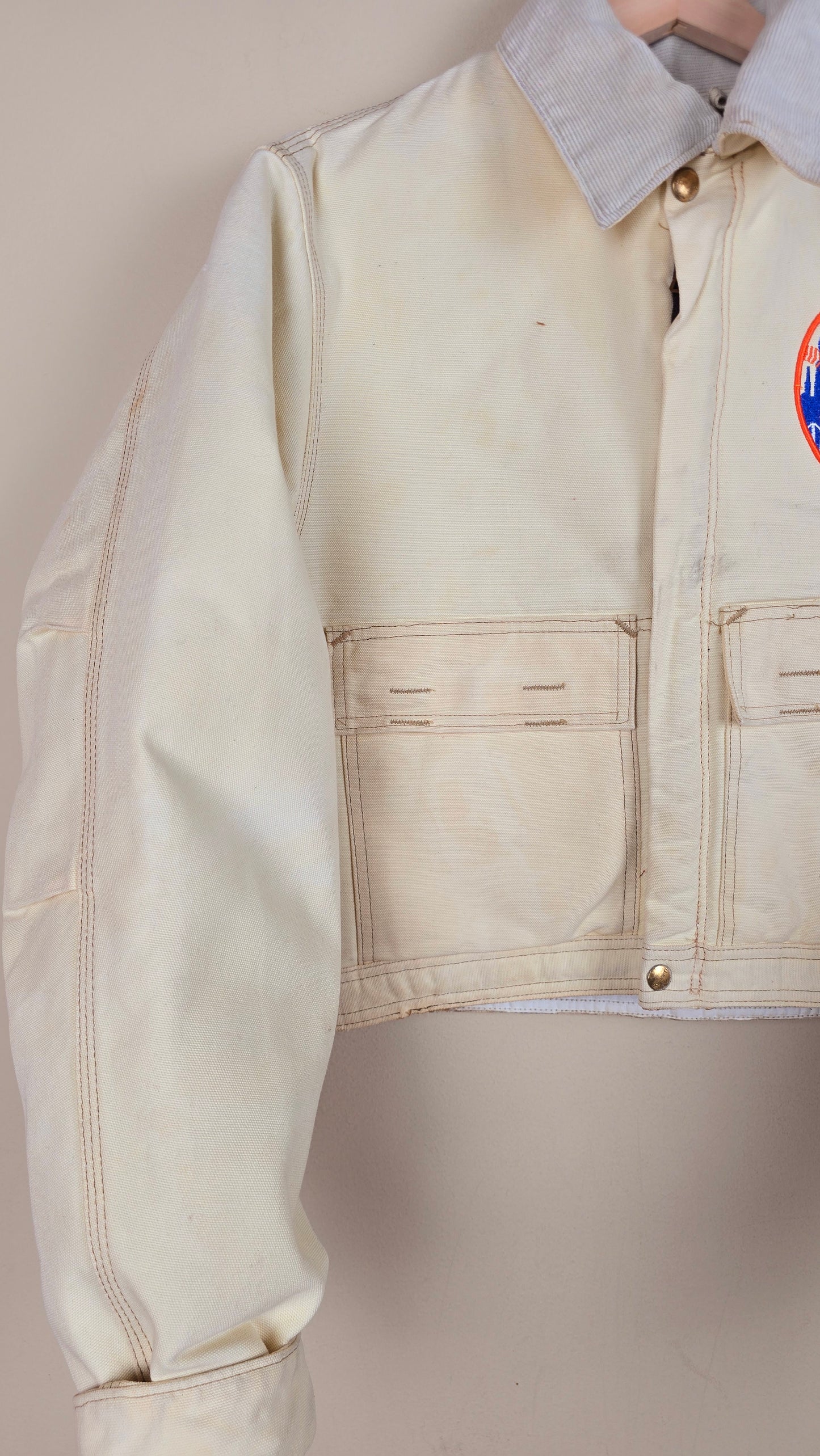 Vintage Carhartt X NY METS Cropped Jacket | Beige | Size M | 041