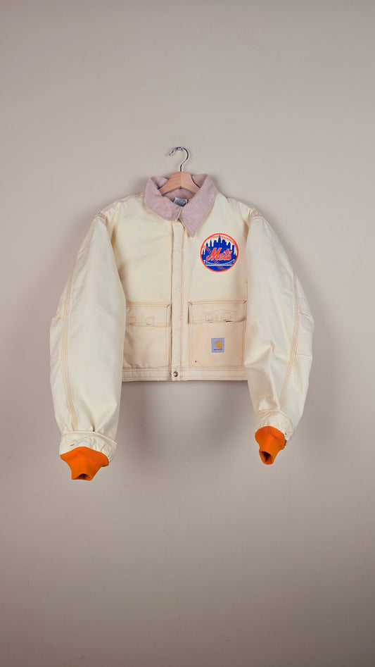 Vintage Carhartt X NY METS Cropped Jacket | Beige | Size L | 042