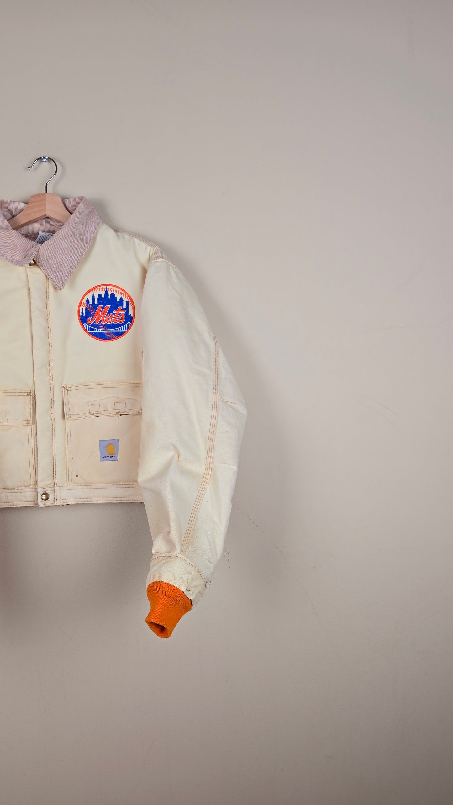 Vintage Carhartt X NY METS Cropped Jacket | Beige | Size L | 042