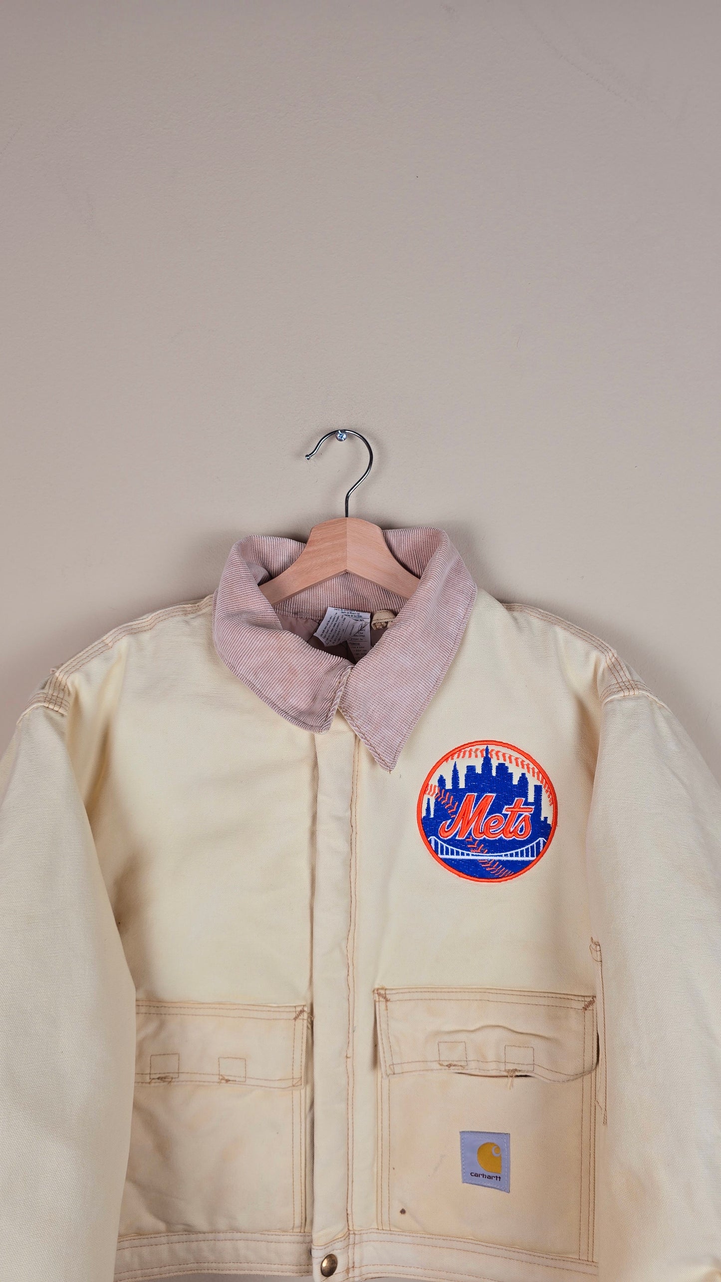 Vintage Carhartt X NY METS Cropped Jacket | Beige | Size L | 042