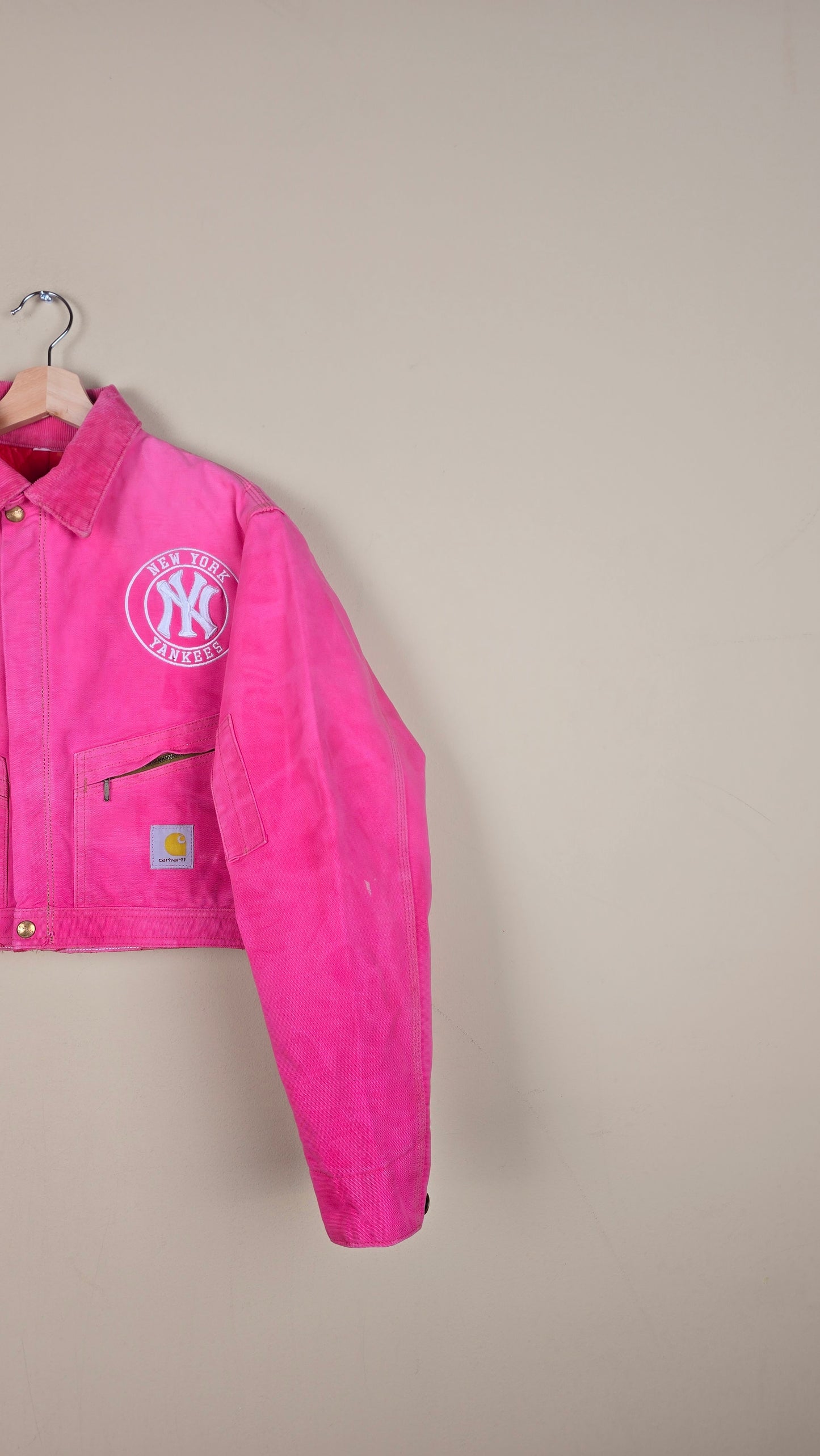 Vintage Carhartt X NY Yankees Cropped Jacket | Pink | Size S | 055