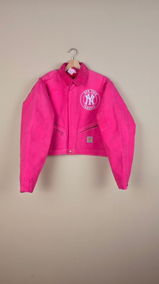 Vintage Carhartt X NY Yankees Cropped Jacket | Pink | Size XL | 057