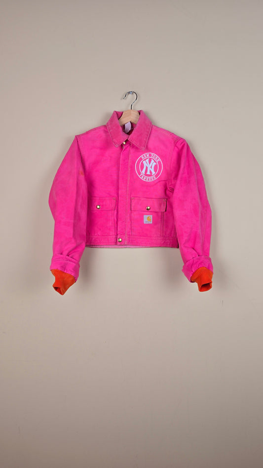 Vintage Carhartt X NY Yankees Cropped Jacket | Pink | Size XXS | 058