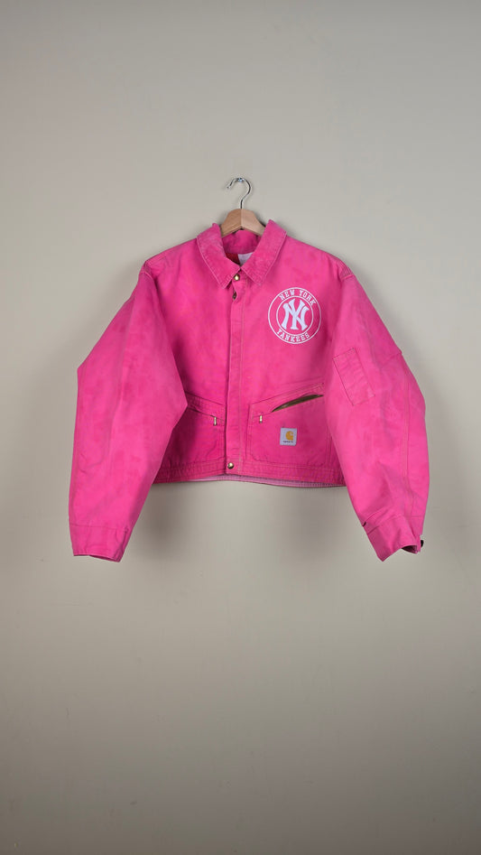 Vintage Carhartt X NY Yankees Cropped Jacket | Pink | Size XL | 059