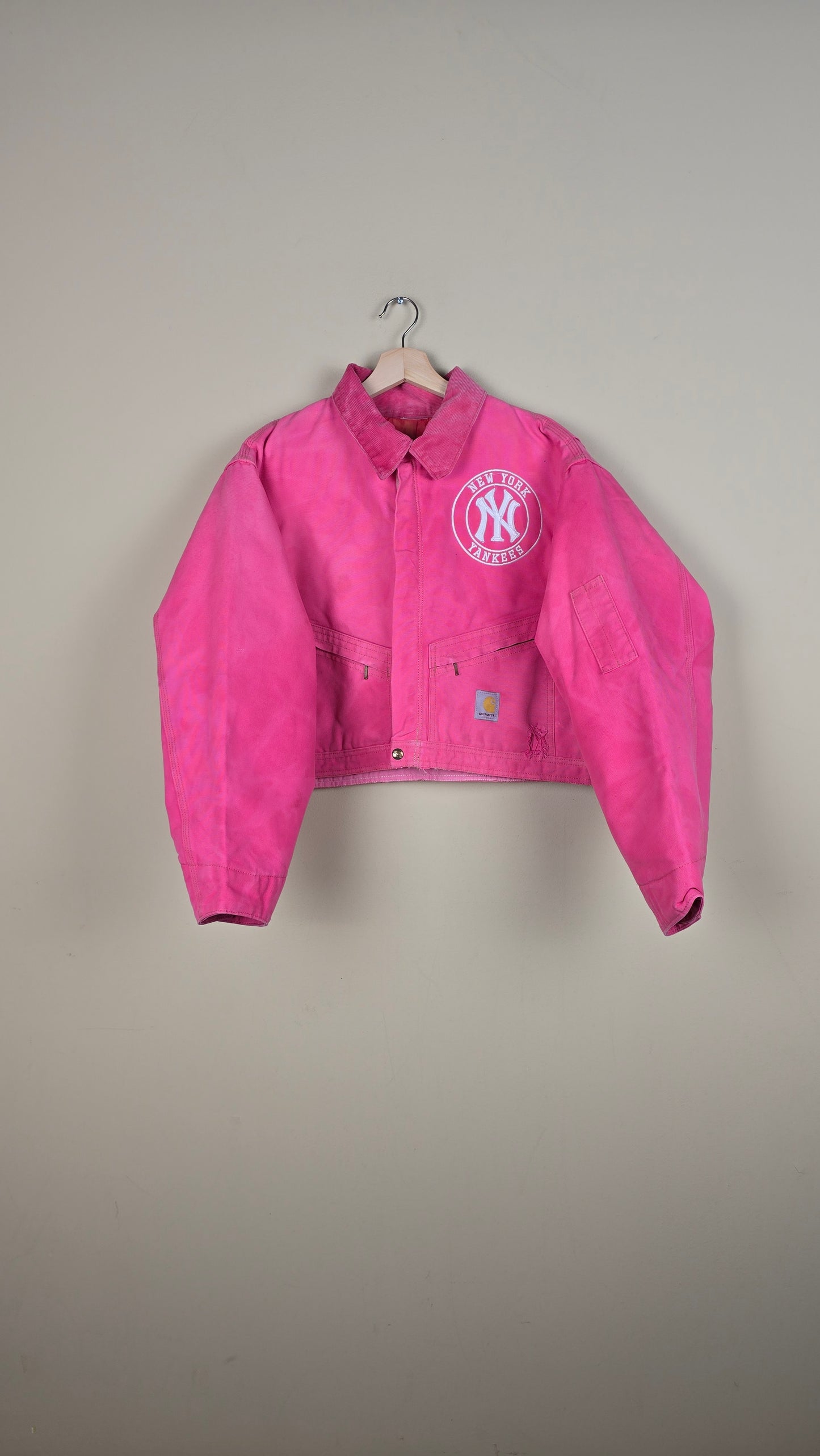 Vintage Carhartt X NY Yankees Cropped Jacket | Pink | Size XL | 060