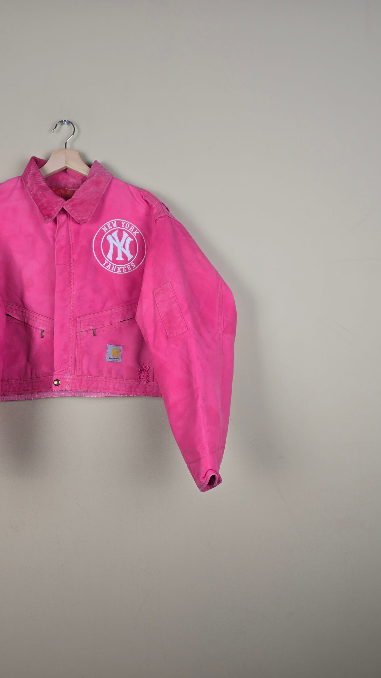 Vintage Carhartt X NY Yankees Cropped Jacket | Pink | Size XL | 060