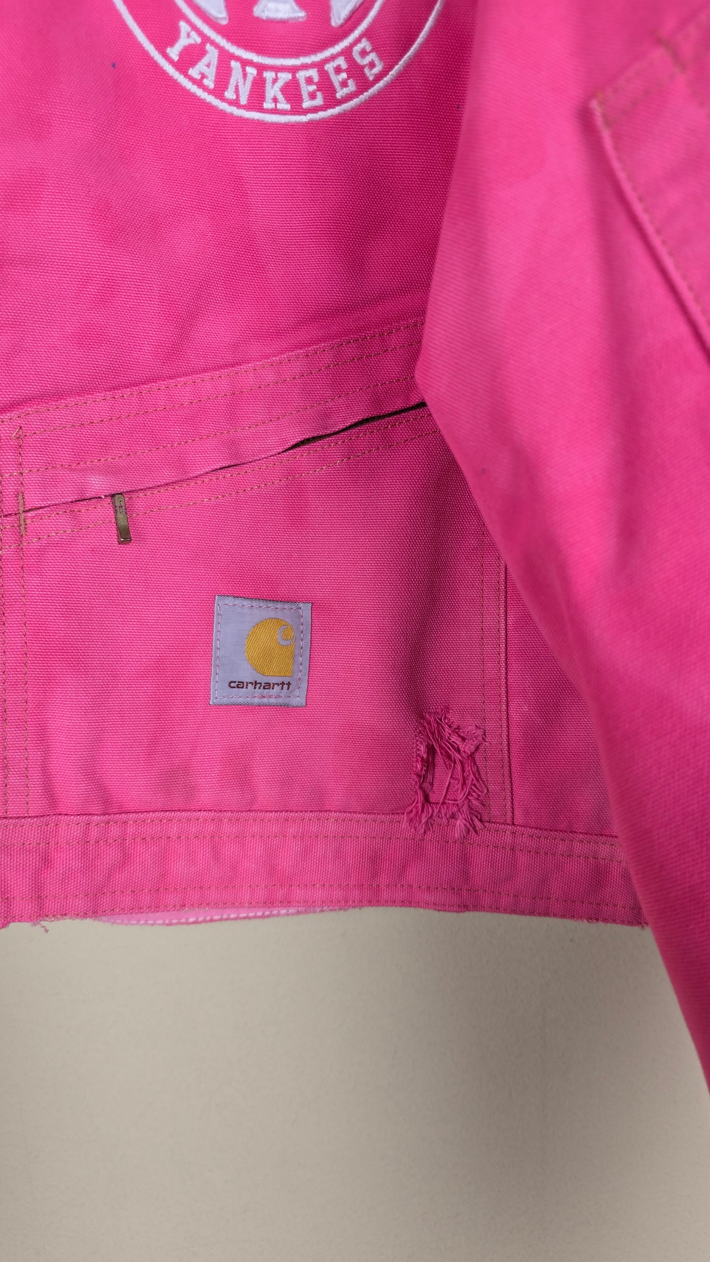 Vintage Carhartt X NY Yankees Cropped Jacket | Pink | Size XL | 060