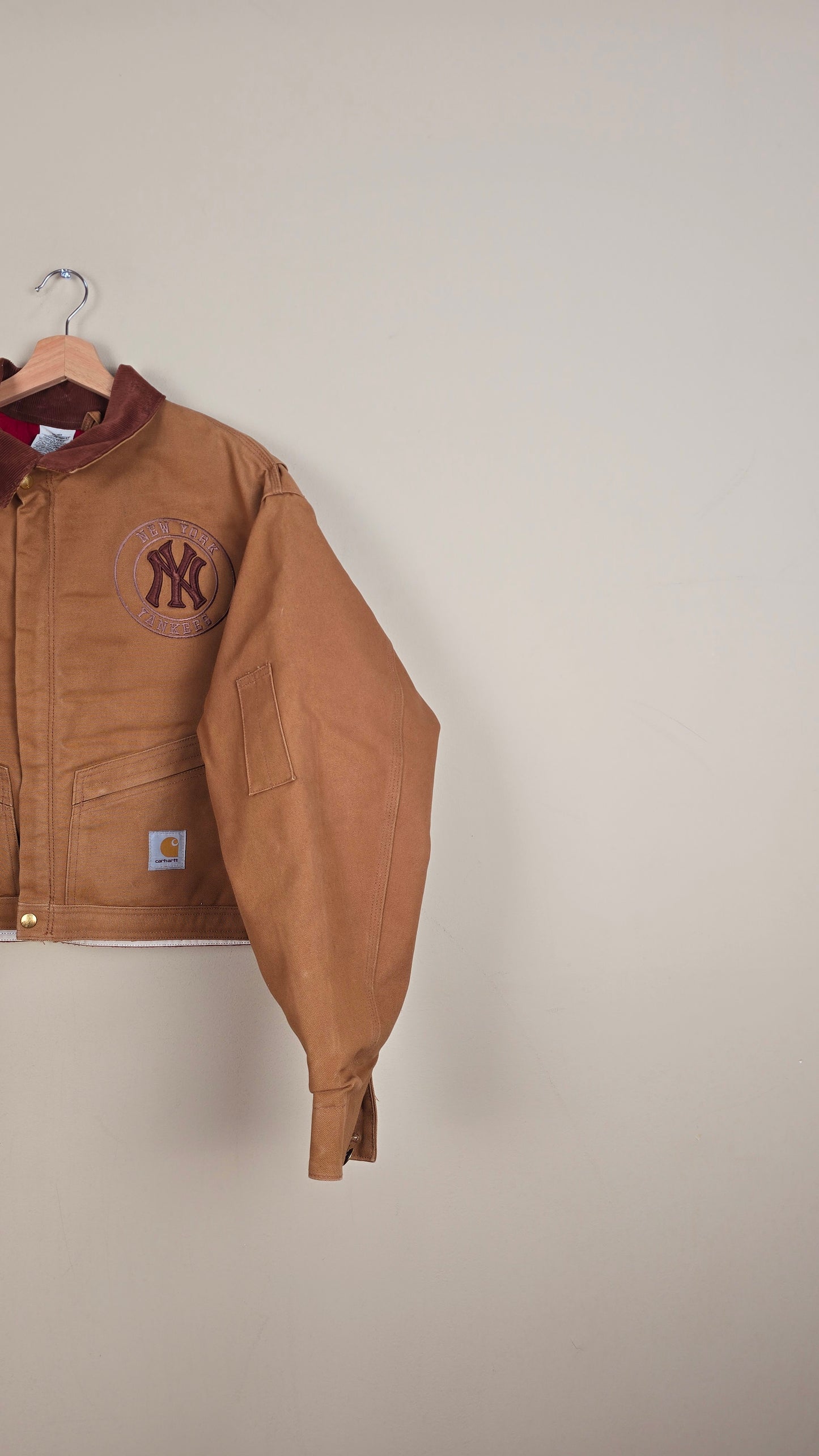Vintage Carhartt X NY Yankees Cropped Jacket | Brown | Size 2XL | 068