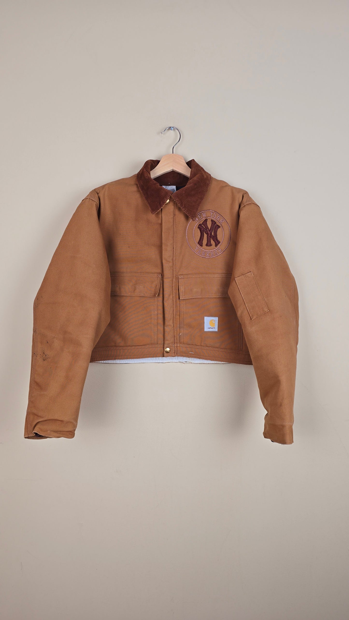 Vintage Carhartt X NY Yankees Cropped Jacket | Brown | Size M | 069