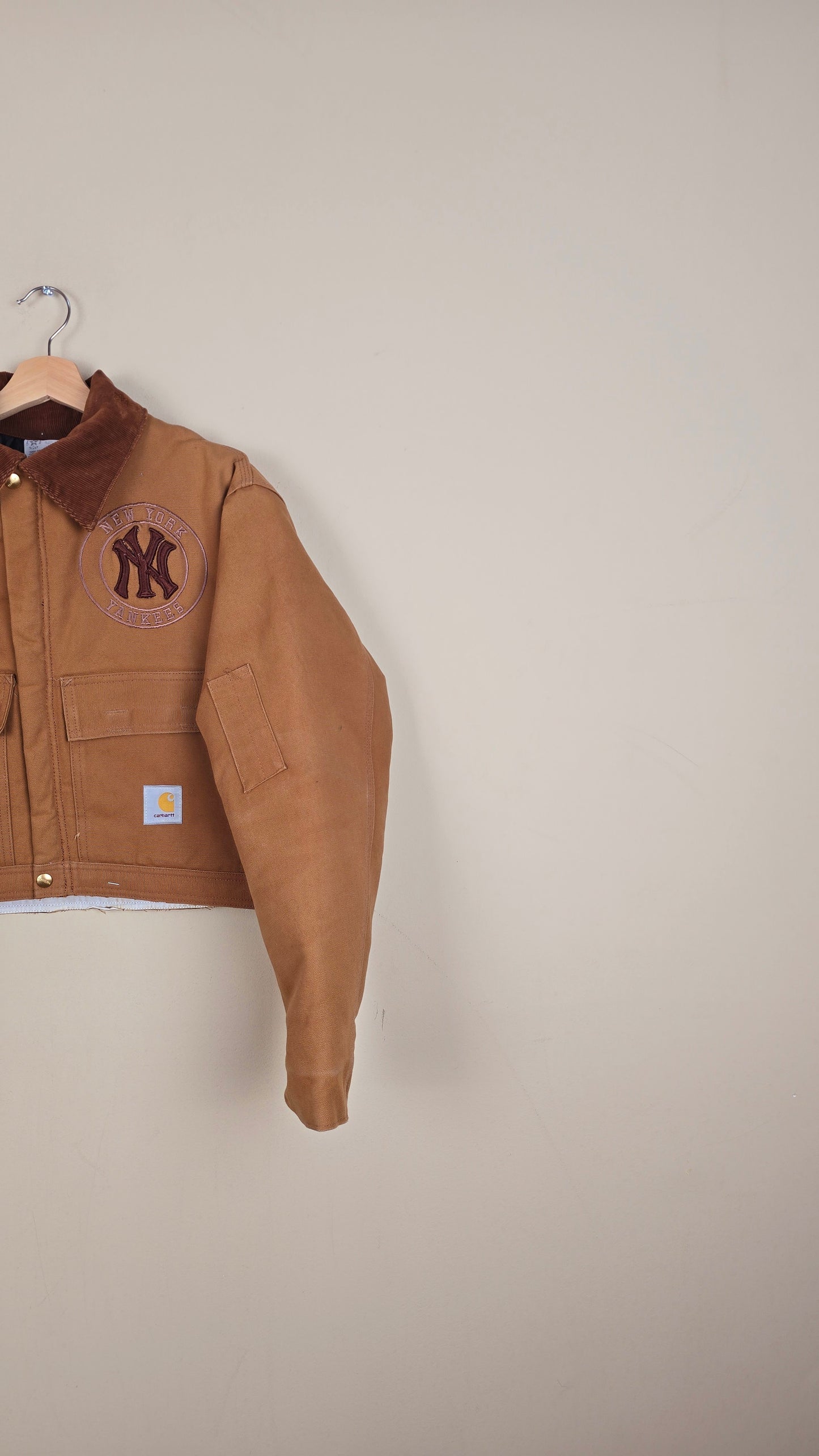 Vintage Carhartt X NY Yankees Cropped Jacket | Brown | Size M | 069