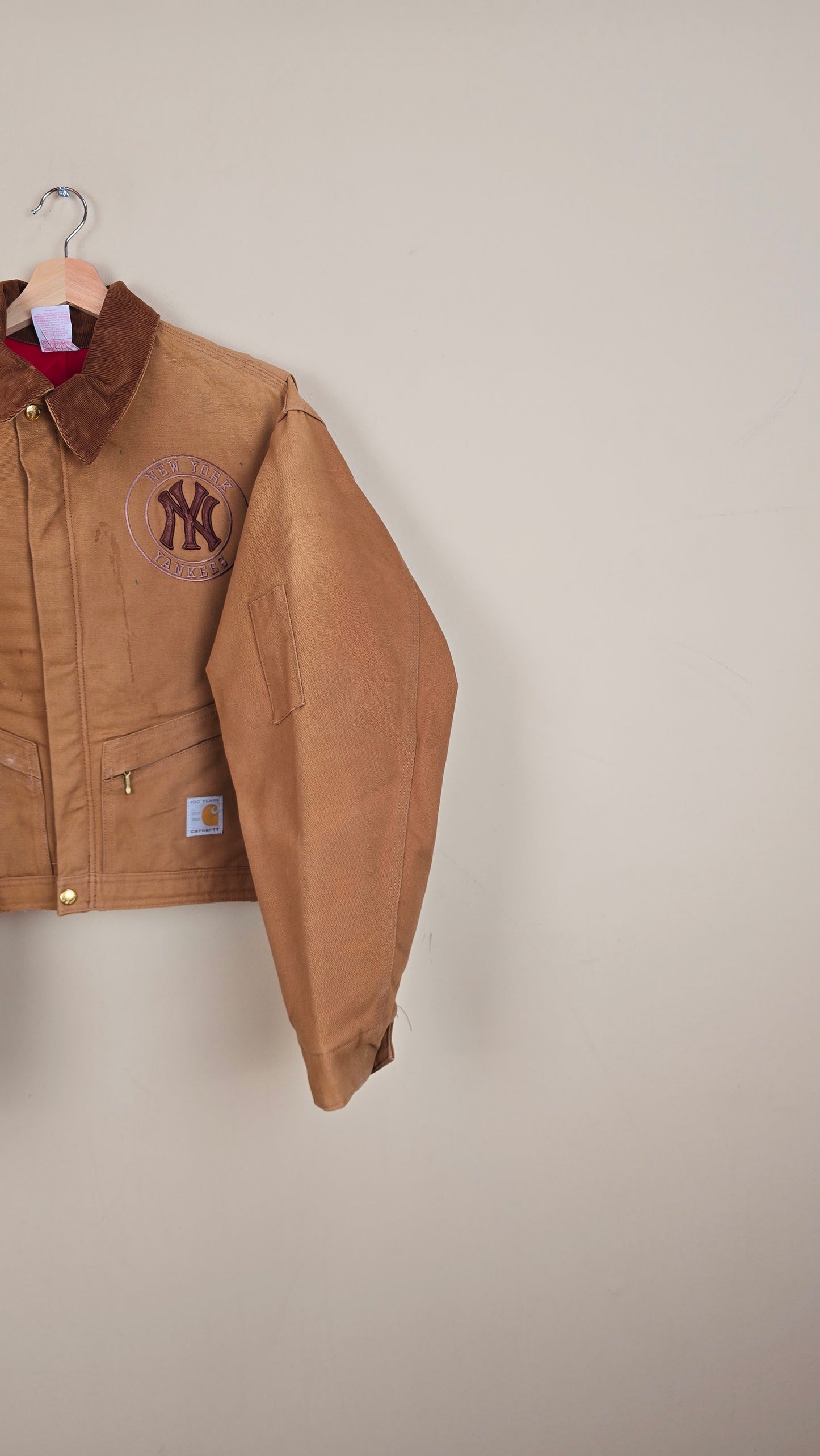 Vintage Carhartt X NY Yankees Cropped Jacket | Brown | Size XL | 071