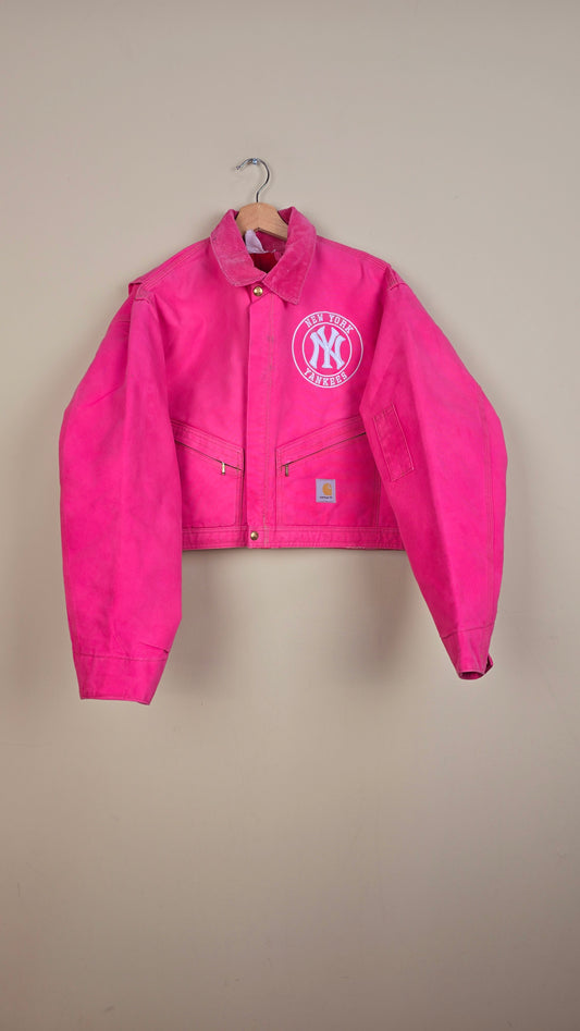 Vintage Carhartt X NY Yankees Cropped Jacket | Pink | Size L | 079