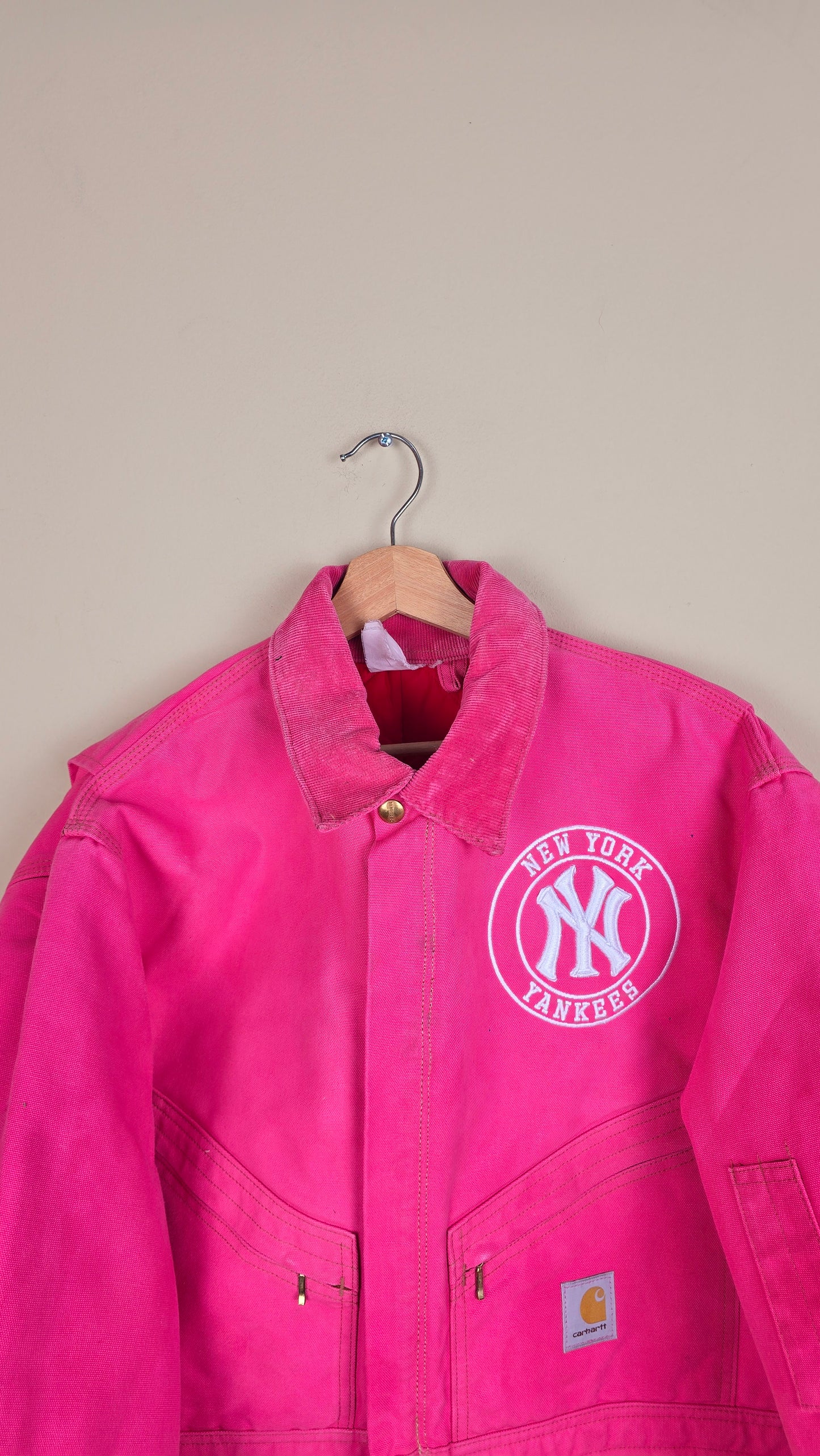 Vintage Carhartt X NY Yankees Cropped Jacket | Pink | Size L | 079