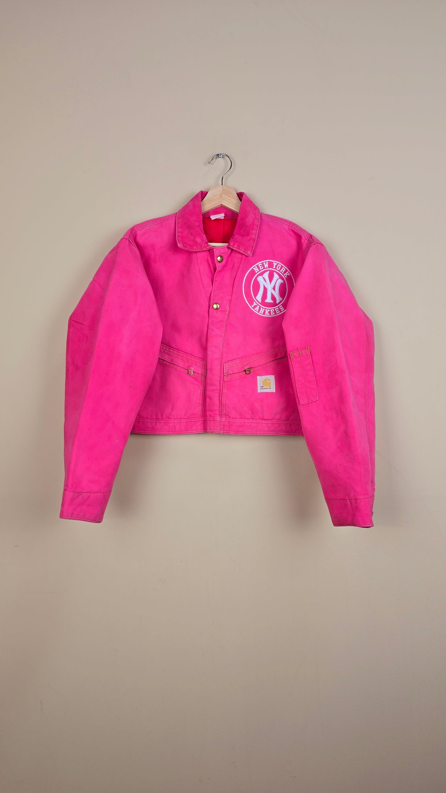 Vintage Carhartt X NY Yankees Cropped Jacket | Pink | Size M | 080