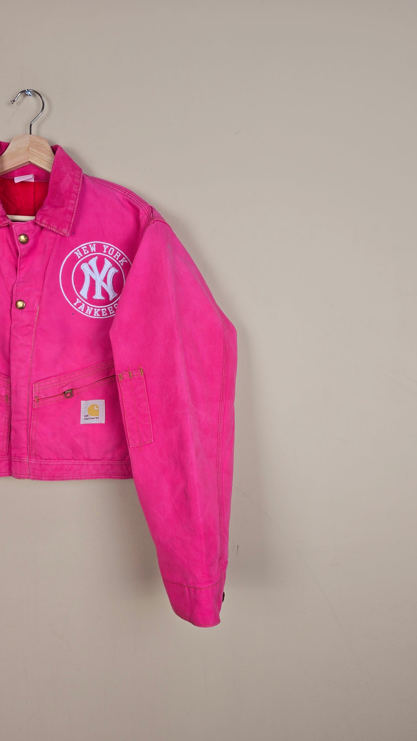 Vintage Carhartt X NY Yankees Cropped Jacket | Pink | Size M | 080