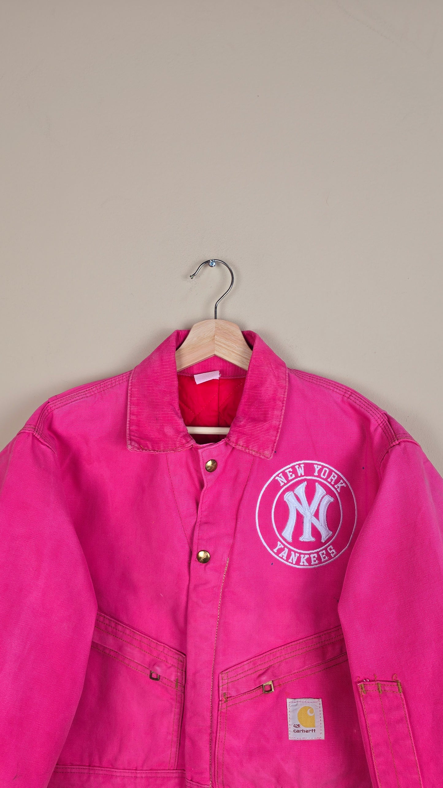 Vintage Carhartt X NY Yankees Cropped Jacket | Pink | Size M | 080