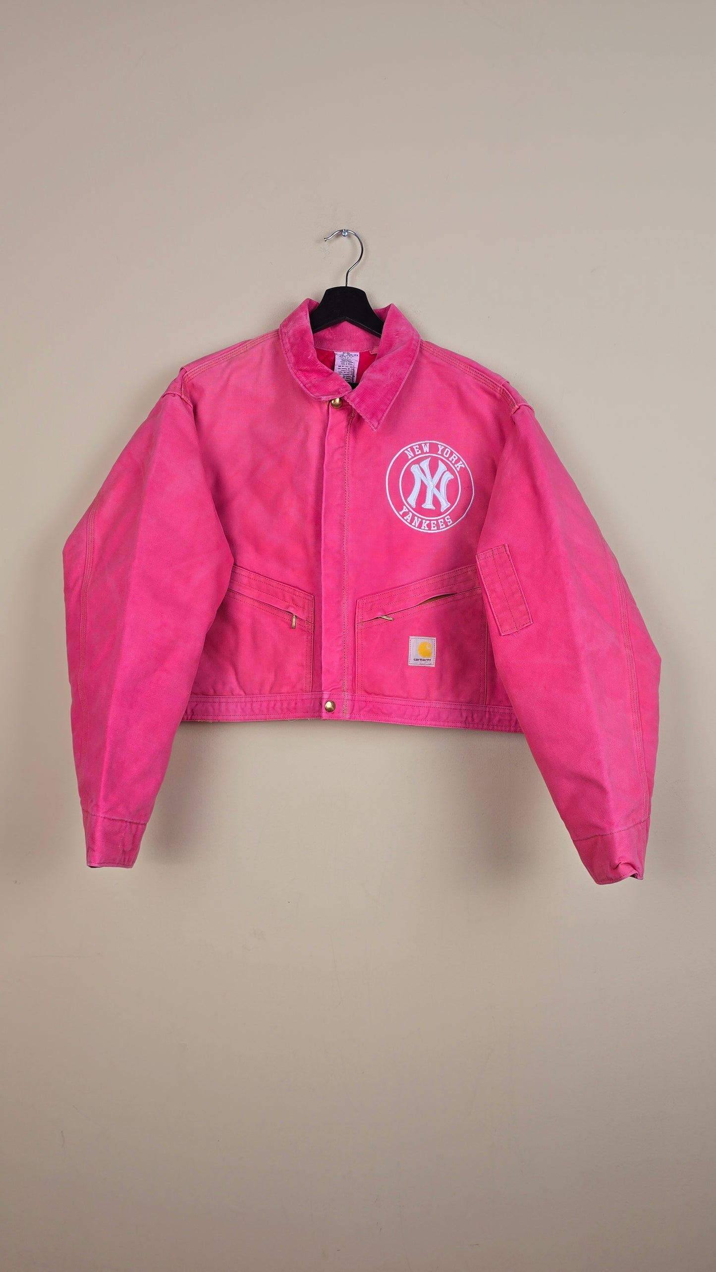Vintage Carhartt X NY Yankees Cropped Jacket | Pink | Size XL | 081