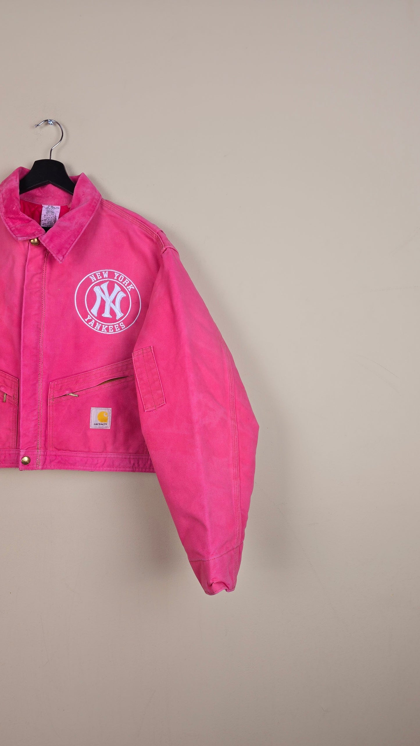 Vintage Carhartt X NY Yankees Cropped Jacket | Pink | Size XL | 081