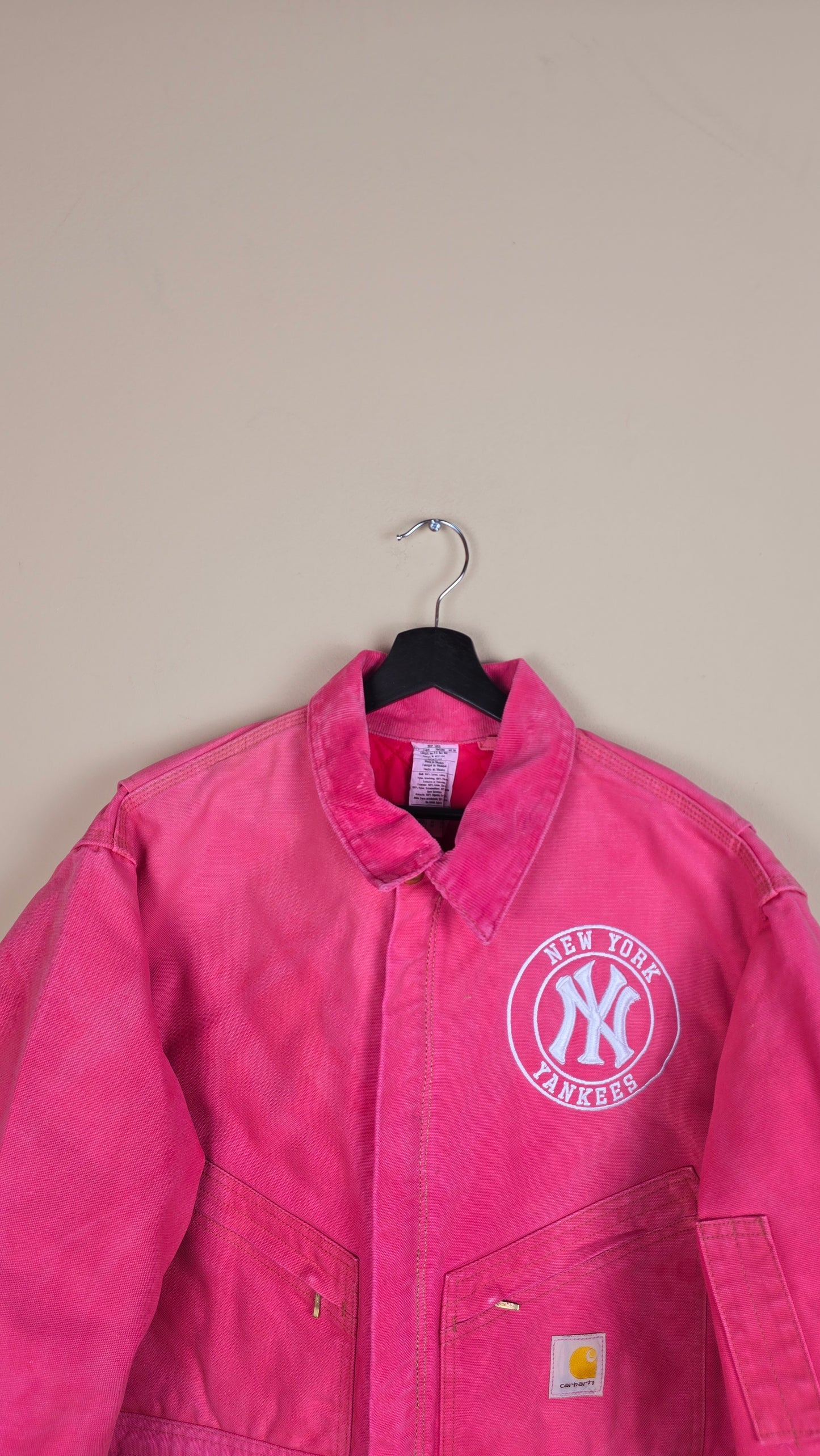 Vintage Carhartt X NY Yankees Cropped Jacket | Pink | Size XL | 081