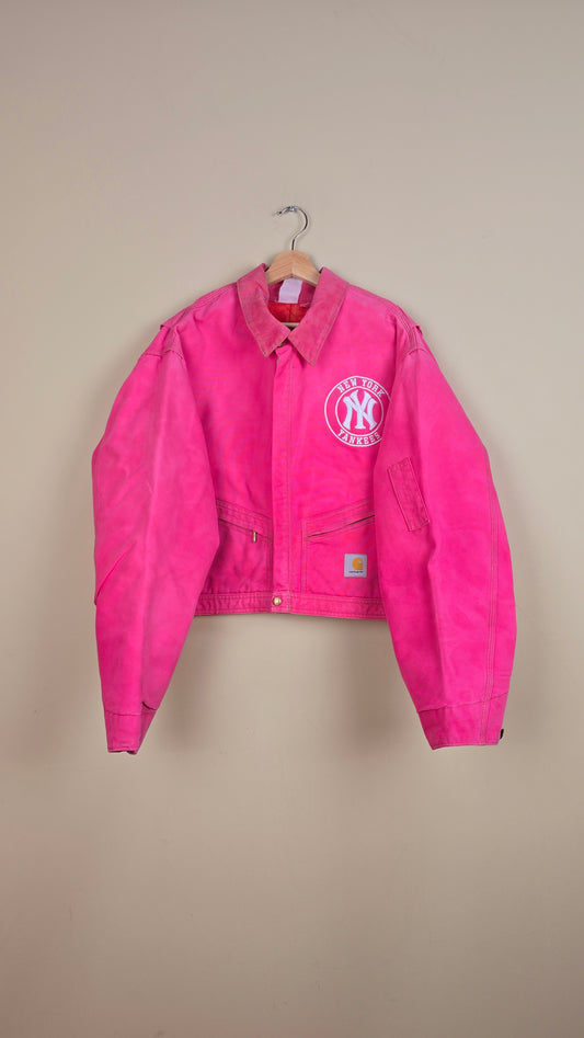 Vintage Carhartt X NY Yankees Cropped Jacket | Pink | Size 2XL | 082