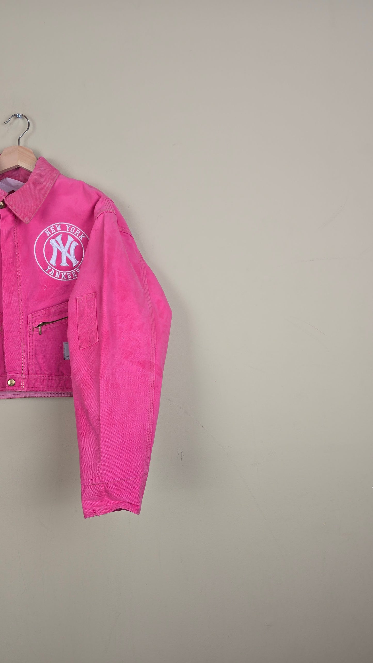 Vintage Carhartt X NY Yankees Cropped Jacket | Pink | Size M | 083
