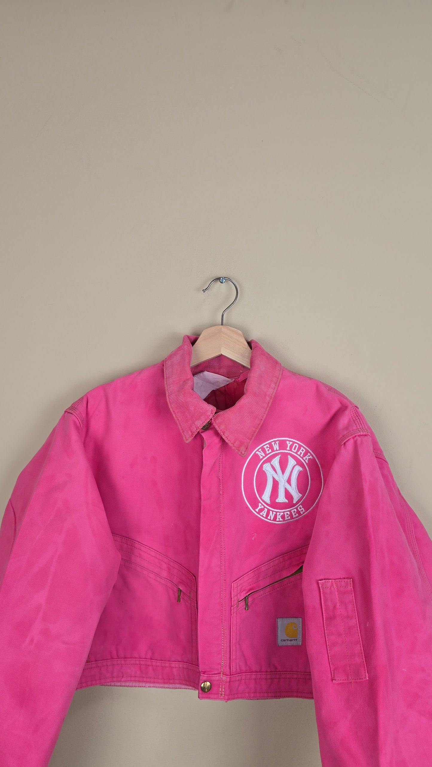 Vintage Carhartt X NY Yankees Cropped Jacket | Pink | Size M | 083