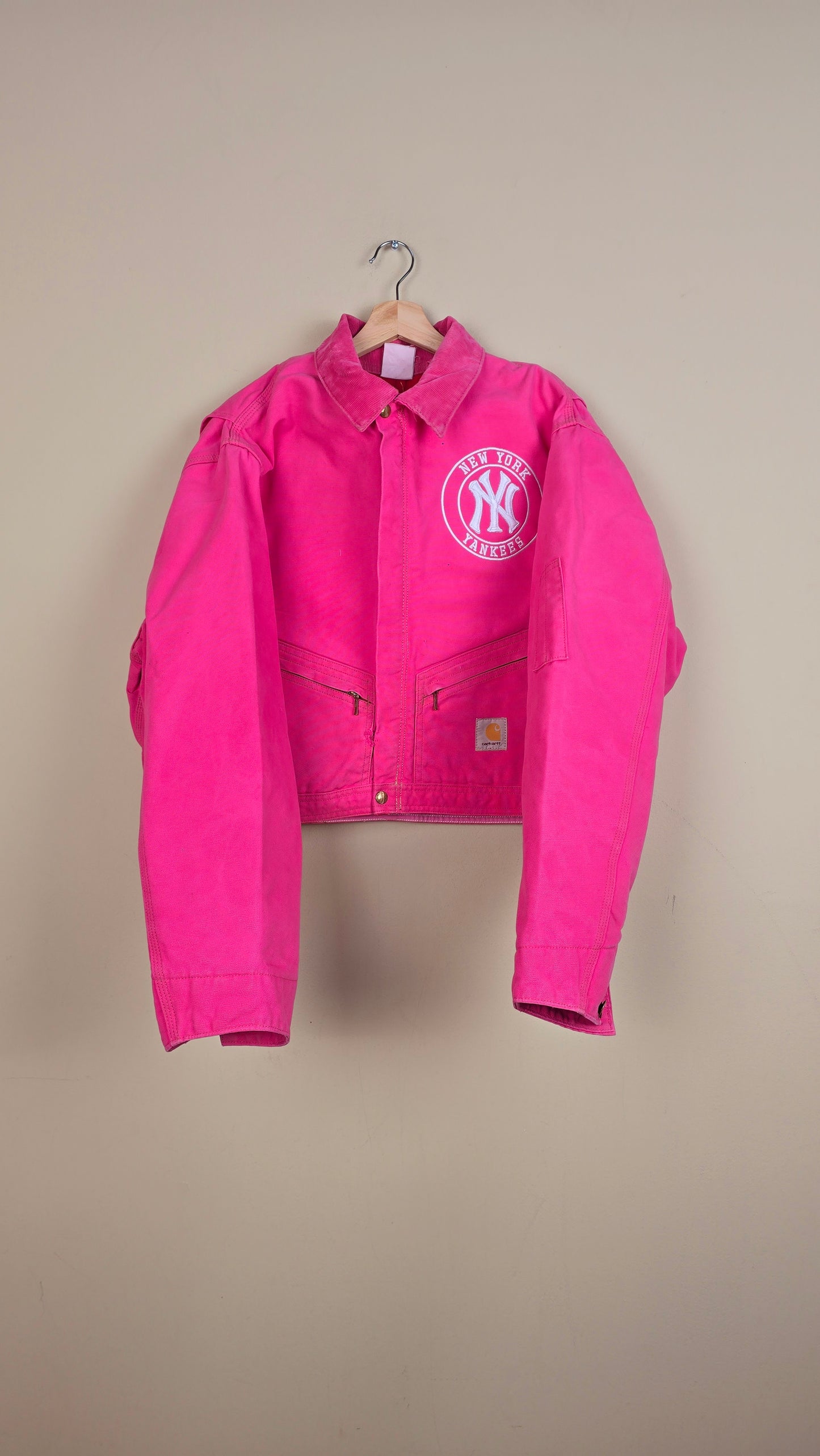 Vintage Carhartt X NY Yankees Cropped Jacket | Pink | Size XL | 084