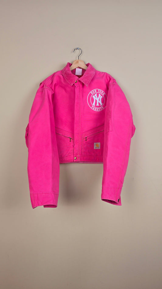 Vintage Carhartt X NY Yankees Cropped Jacket | Pink | Size XL | 084