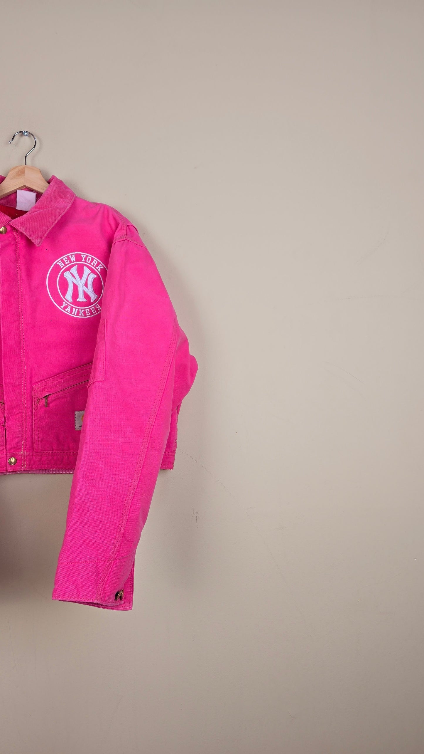 Vintage Carhartt X NY Yankees Cropped Jacket | Pink | Size XL | 084