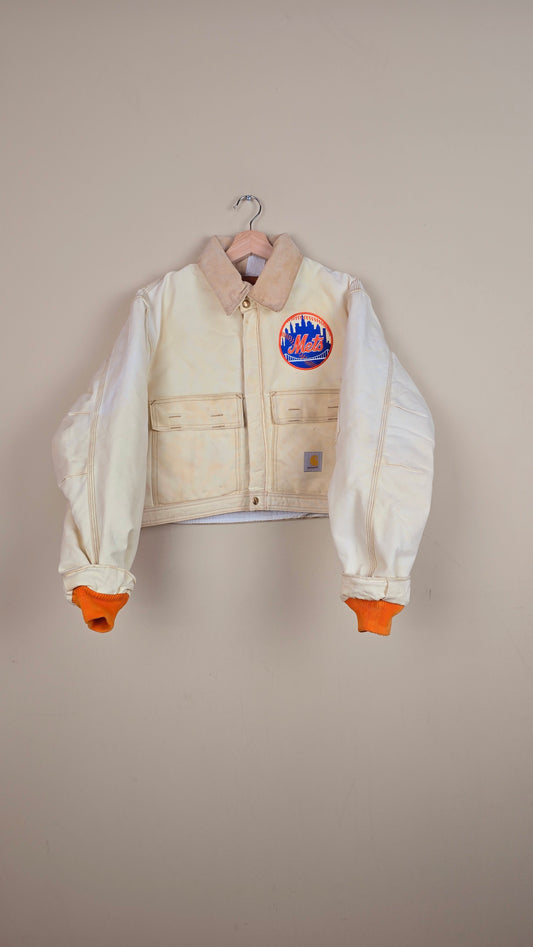 Vintage Carhartt X NY METS Cropped Jacket | Beige | Size M | 091
