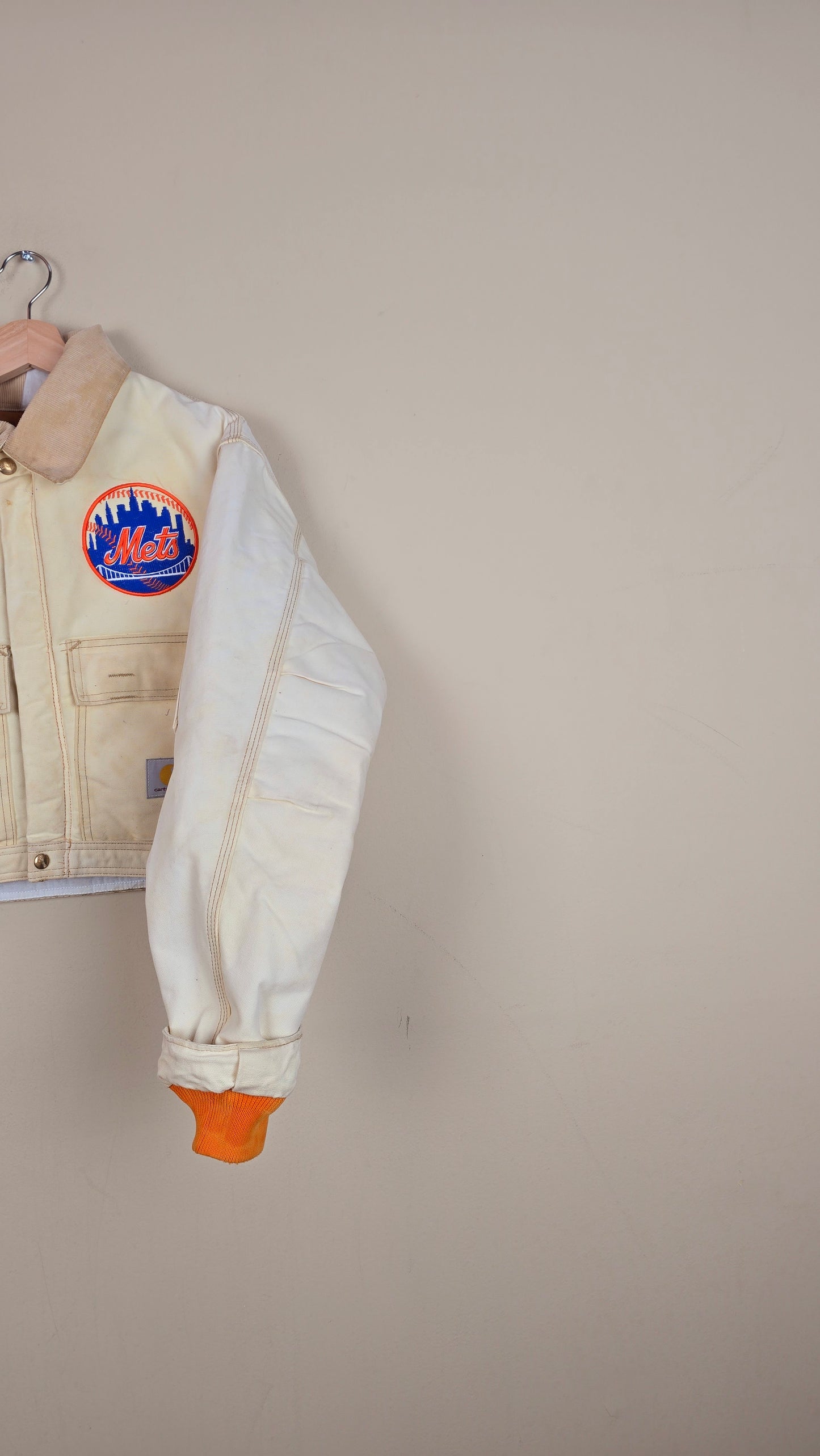 Vintage Carhartt X NY METS Cropped Jacket | Beige | Size M | 091