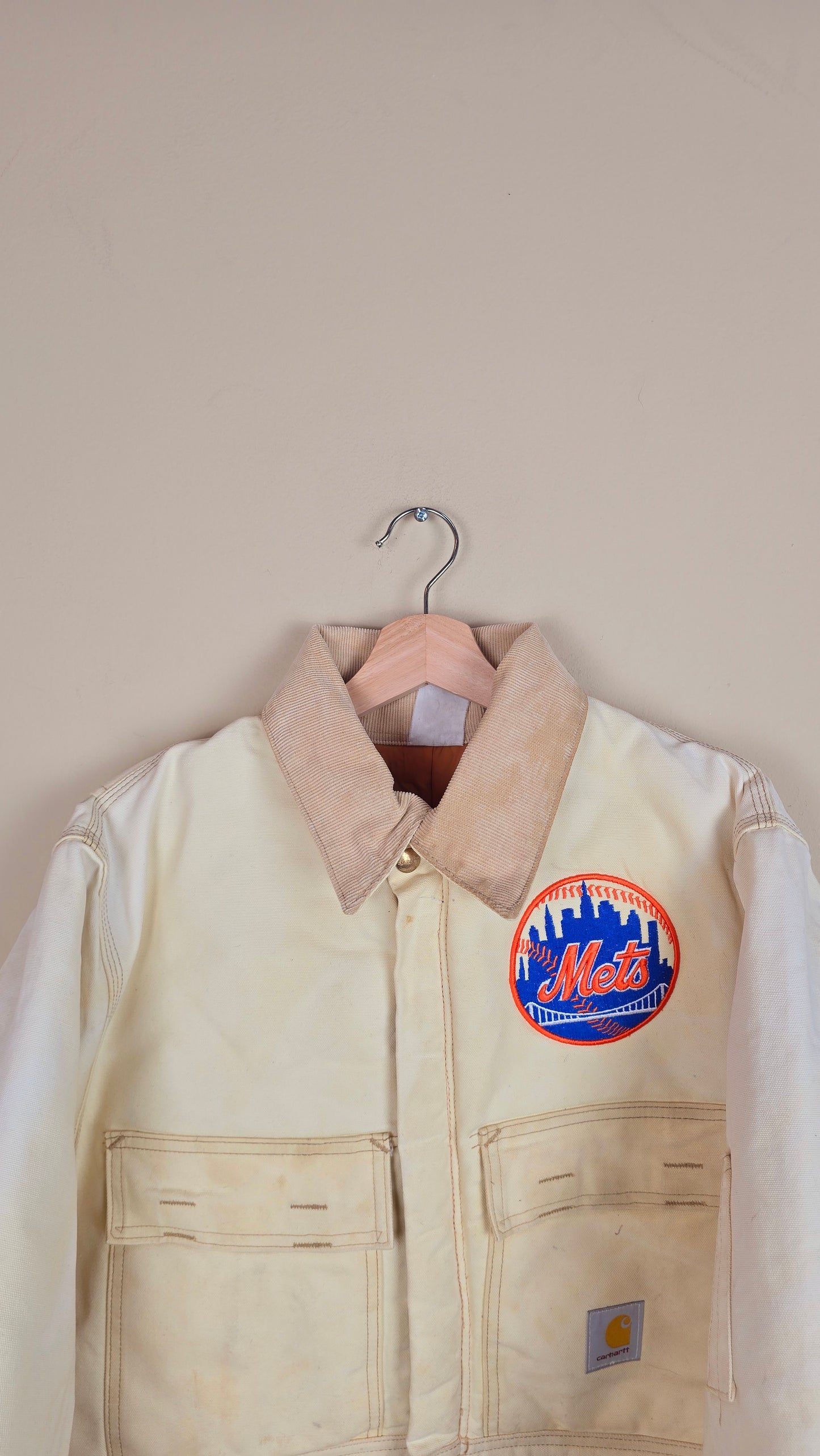 Vintage Carhartt X NY METS Cropped Jacket | Beige | Size M | 091