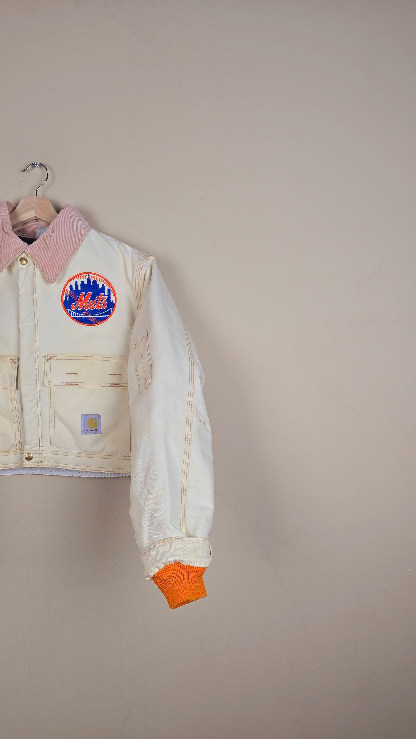 Vintage Carhartt X NY METS Cropped Jacket | Beige | Size M | 092