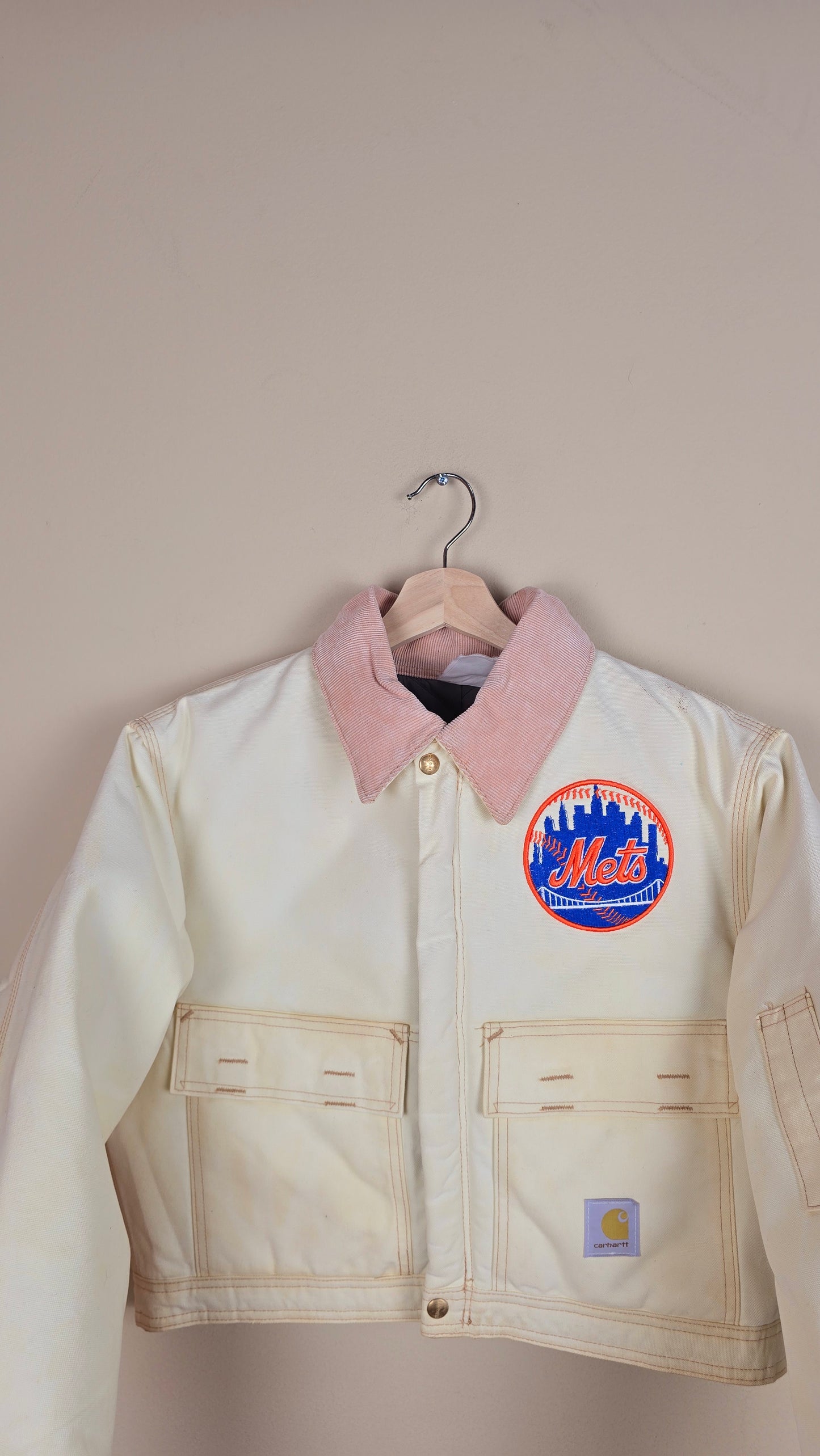 Vintage Carhartt X NY METS Cropped Jacket | Beige | Size M | 092
