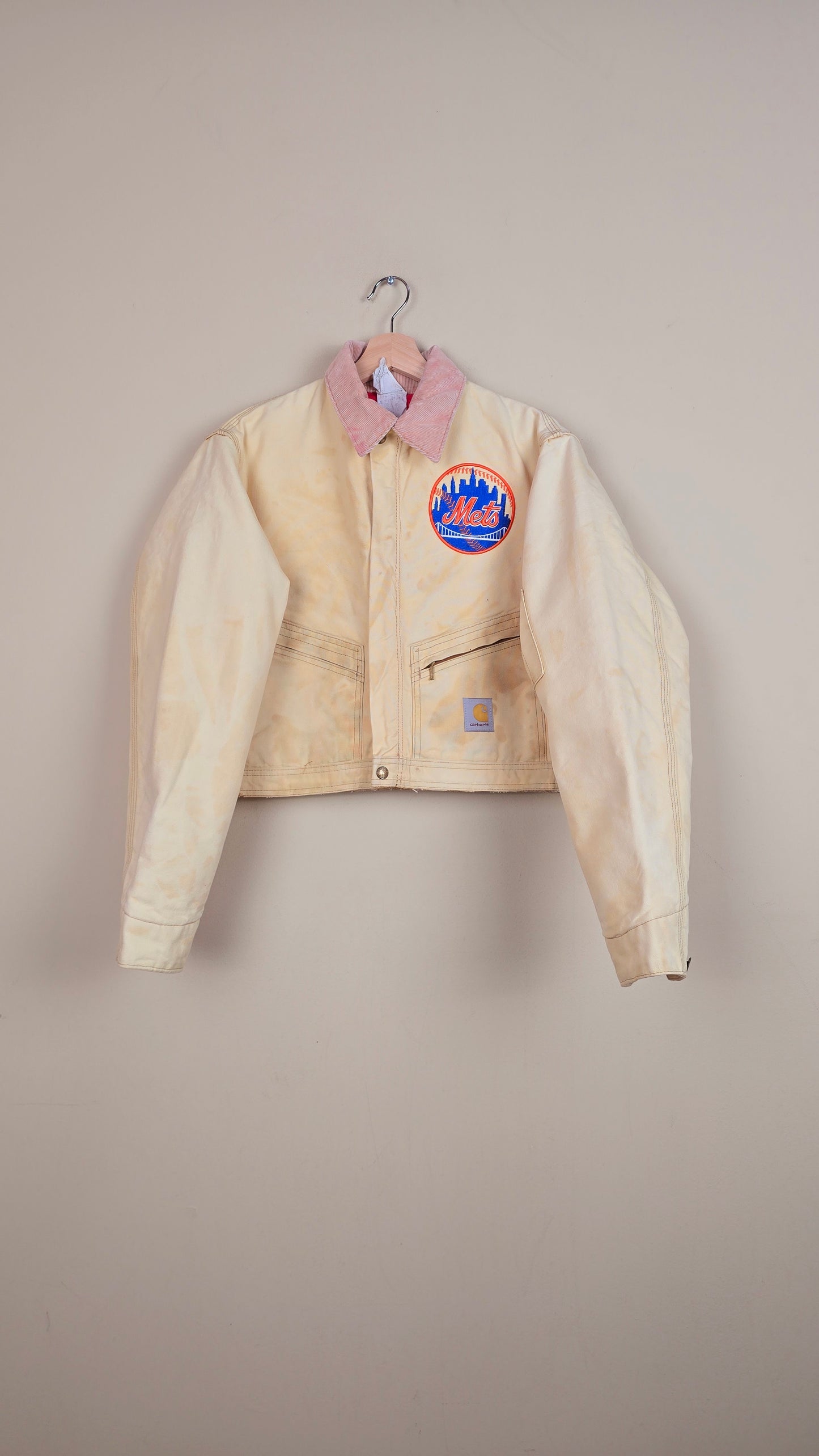 Vintage Carhartt X NY METS Cropped Jacket | Beige | Size S | 093