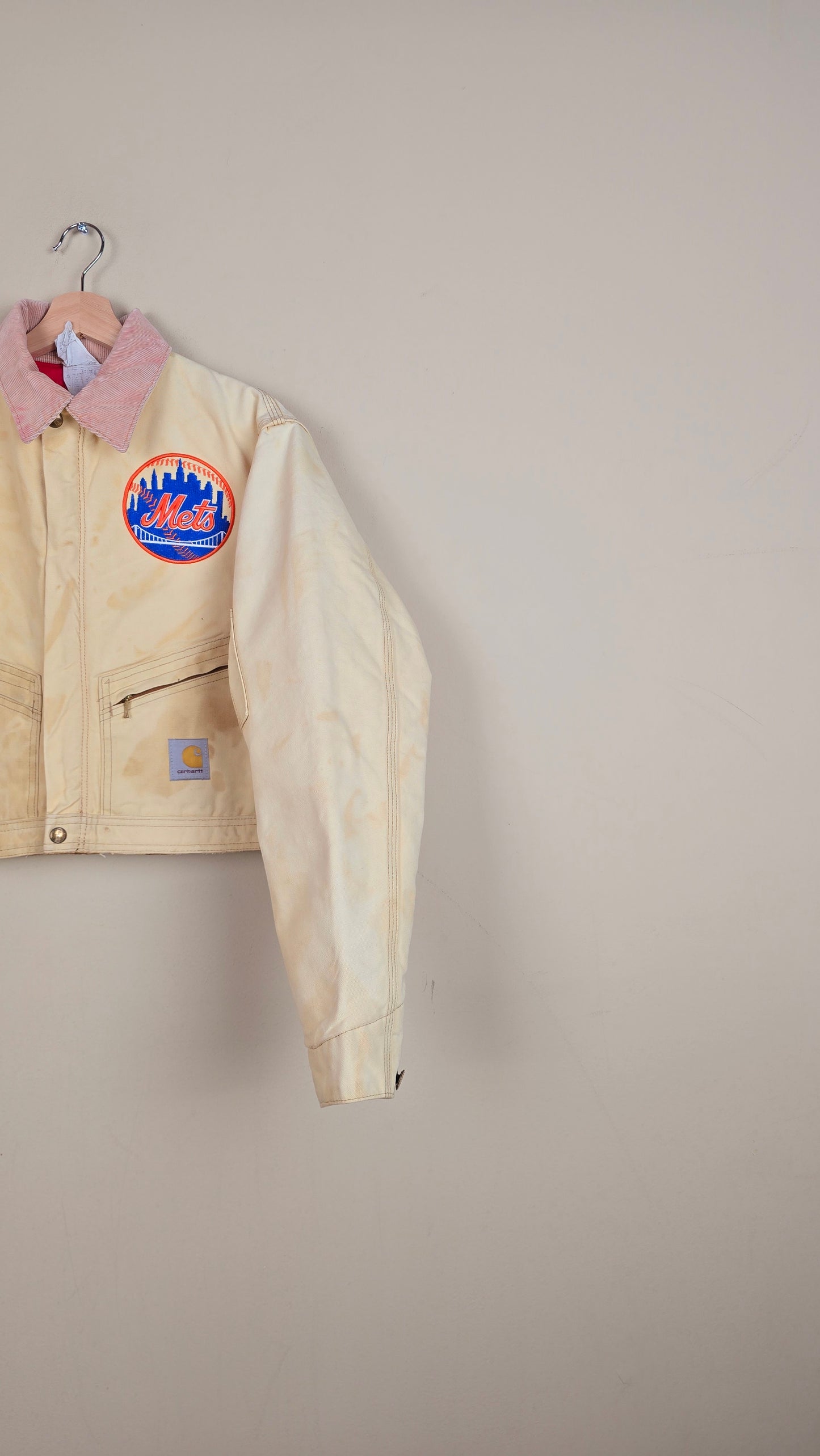 Vintage Carhartt X NY METS Cropped Jacket | Beige | Size S | 093