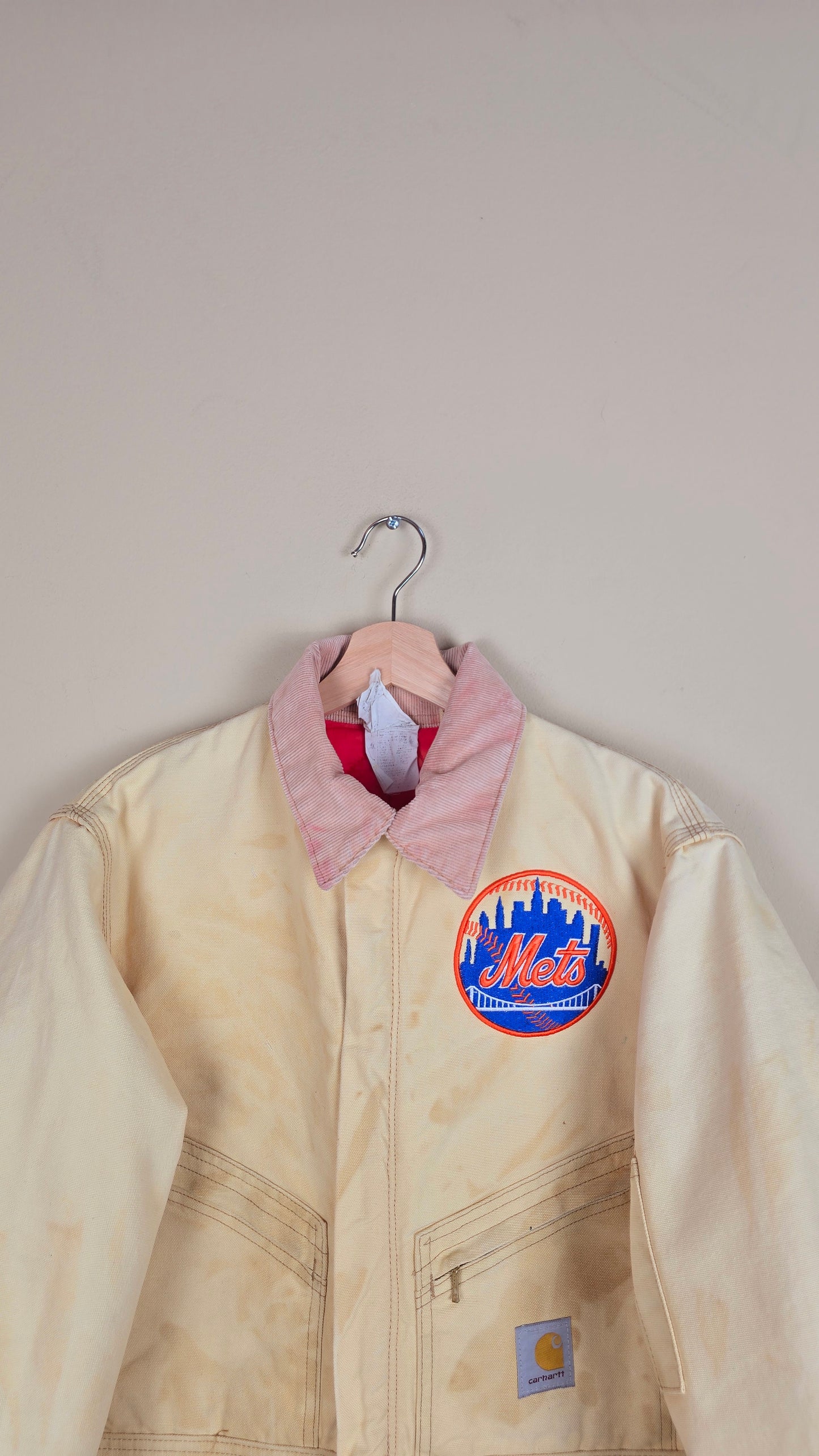 Vintage Carhartt X NY METS Cropped Jacket | Beige | Size S | 093