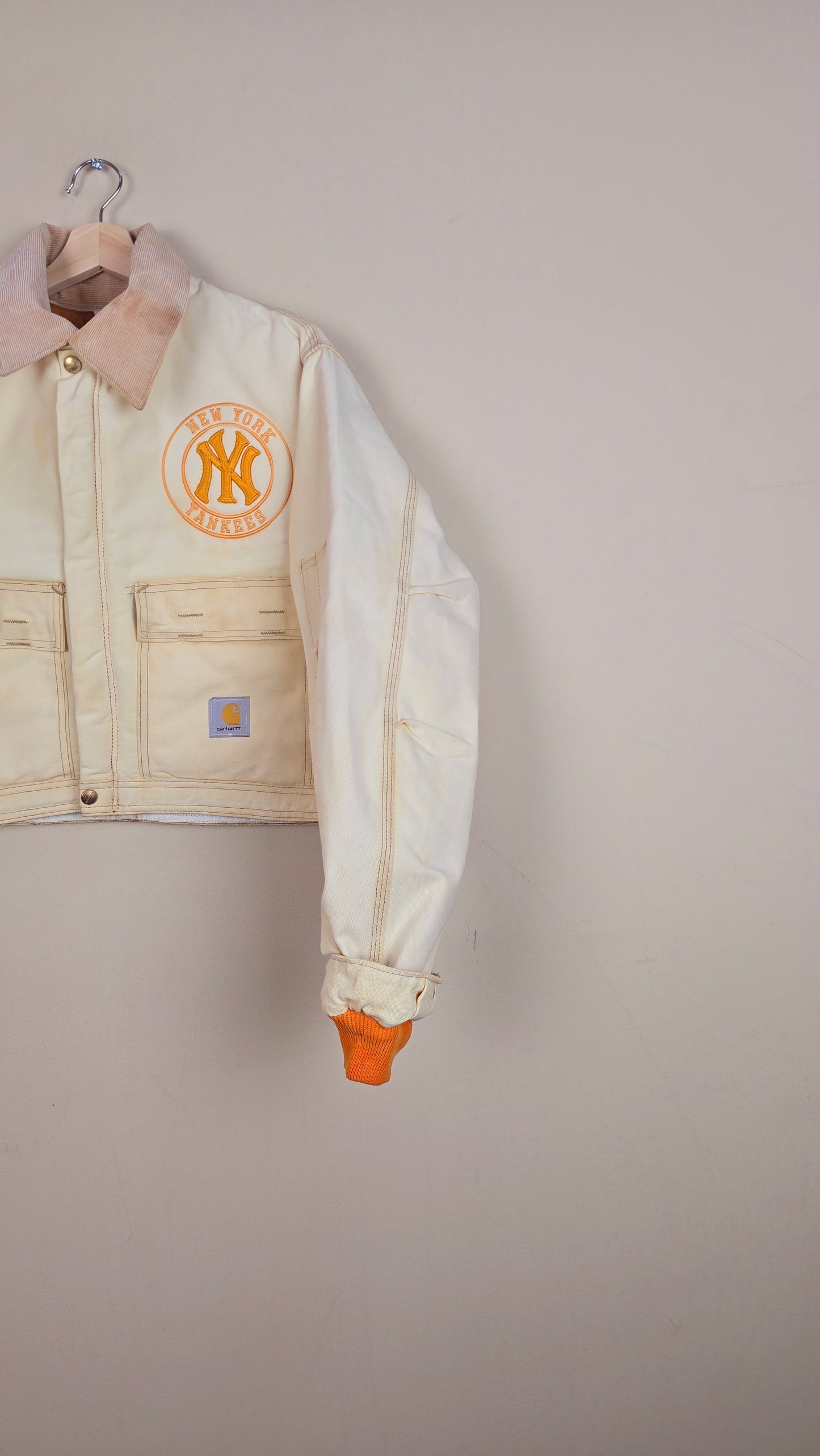Vintage Carhartt X NY Yankees Cropped Jacket | Beige | Size M | 094