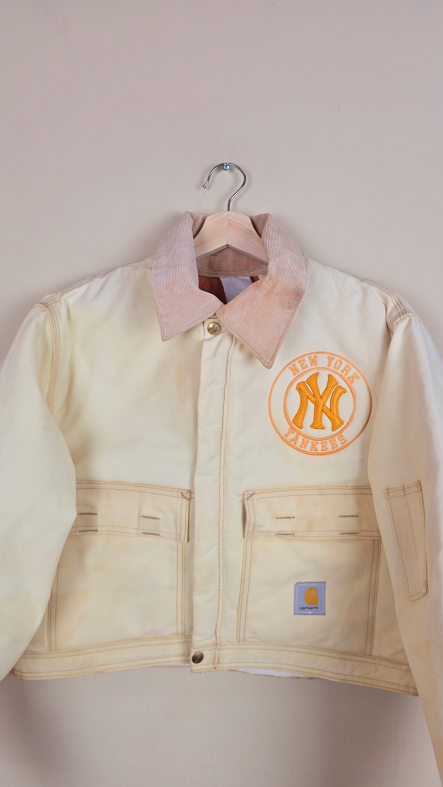 Vintage Carhartt X NY Yankees Cropped Jacket | Beige | Size M | 094
