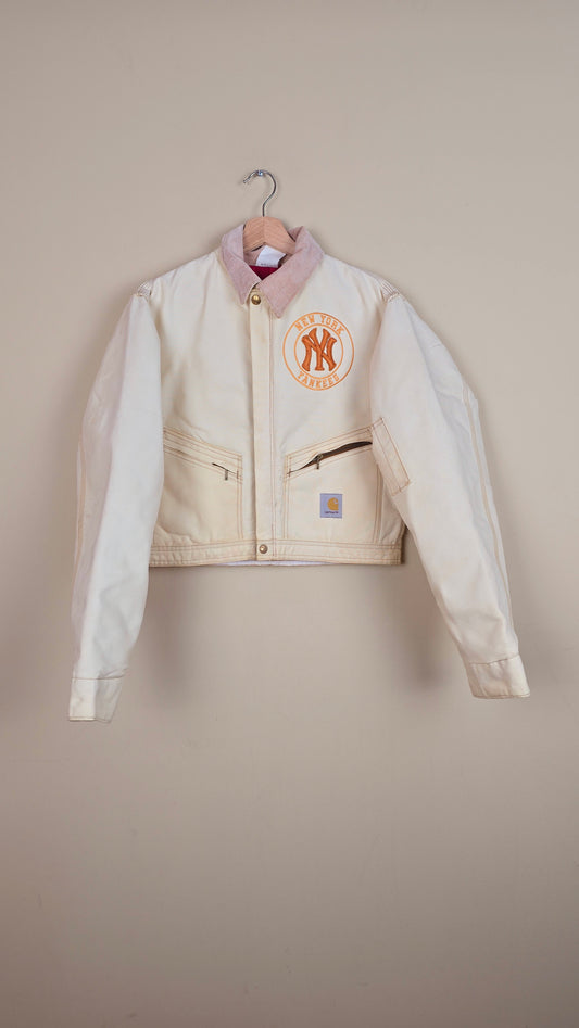 Vintage Carhartt X NY Yankees Cropped Jacket | Beige | Size S | 096