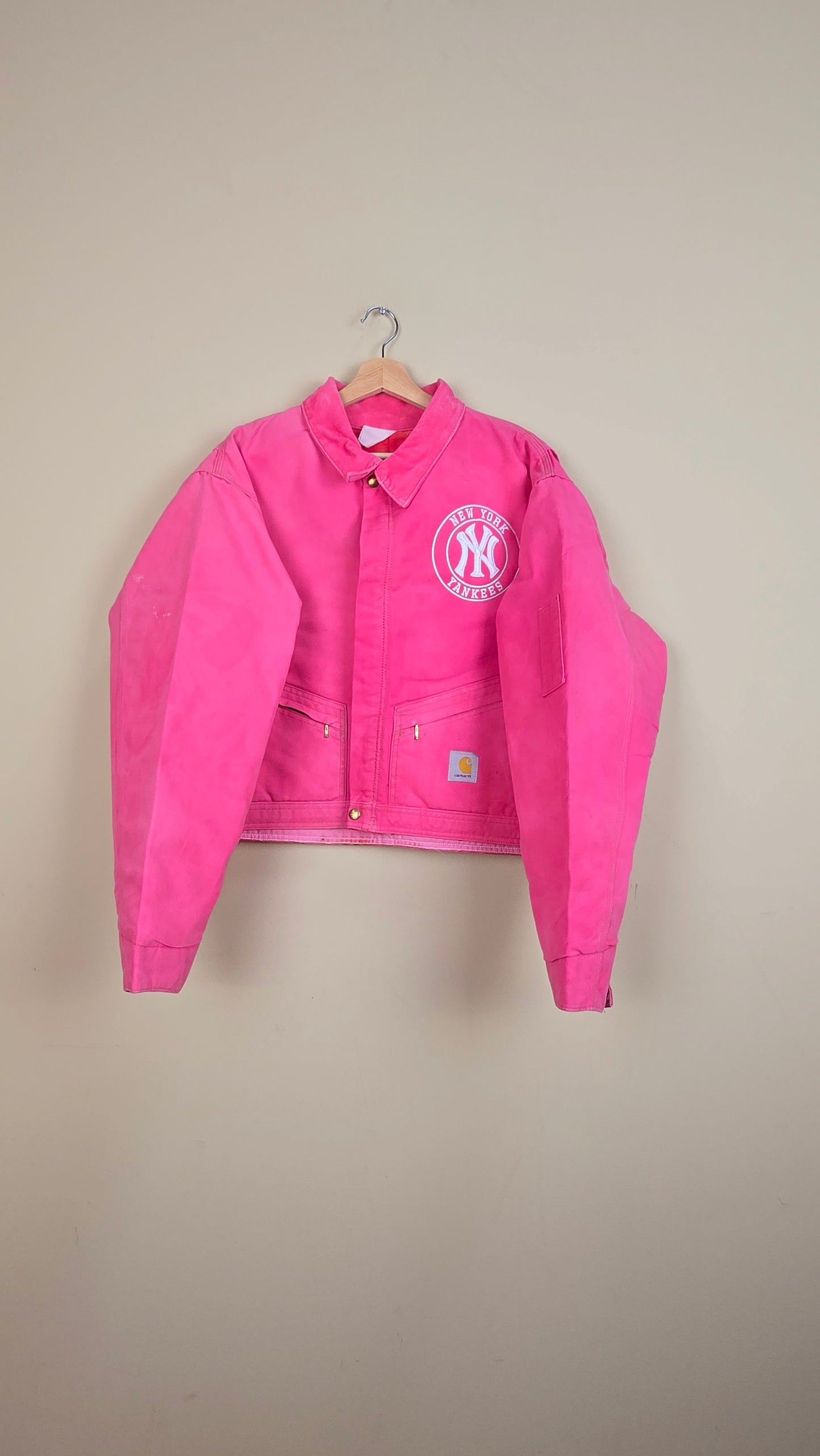 Vintage Carhartt X NY Yankees Cropped Jacket | Pink | Size XL | 103