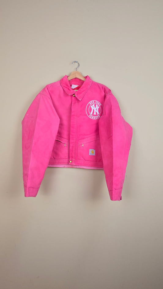 Vintage Carhartt X NY Yankees Cropped Jacket | Pink | Size XL | 103
