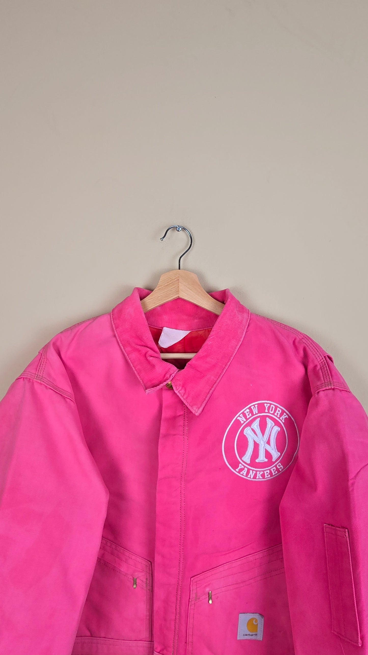 Vintage Carhartt X NY Yankees Cropped Jacket | Pink | Size XL | 103