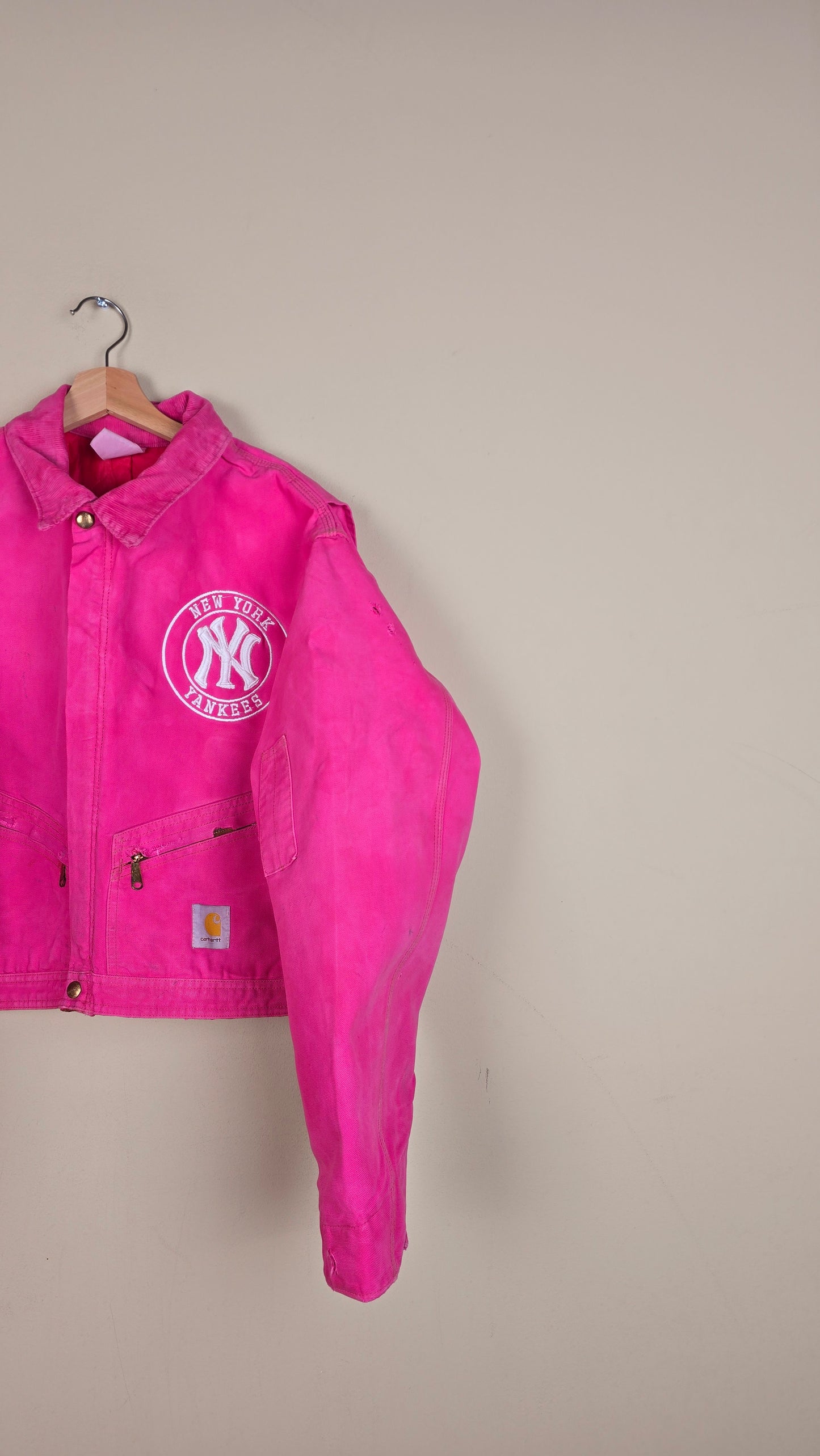 Vintage Carhartt X NY Yankees Cropped Jacket | Pink | Size L | 112