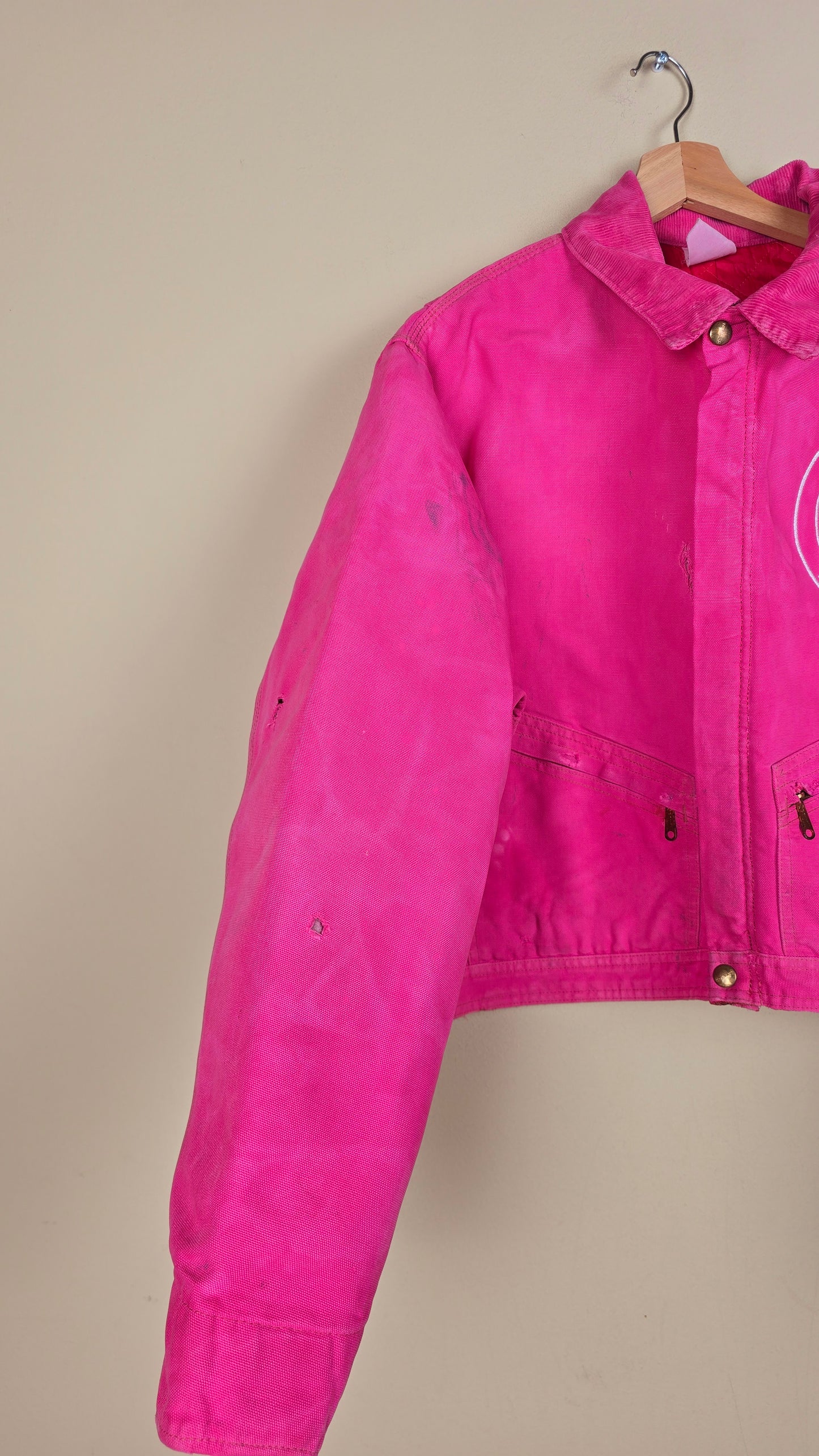 Vintage Carhartt X NY Yankees Cropped Jacket | Pink | Size L | 112