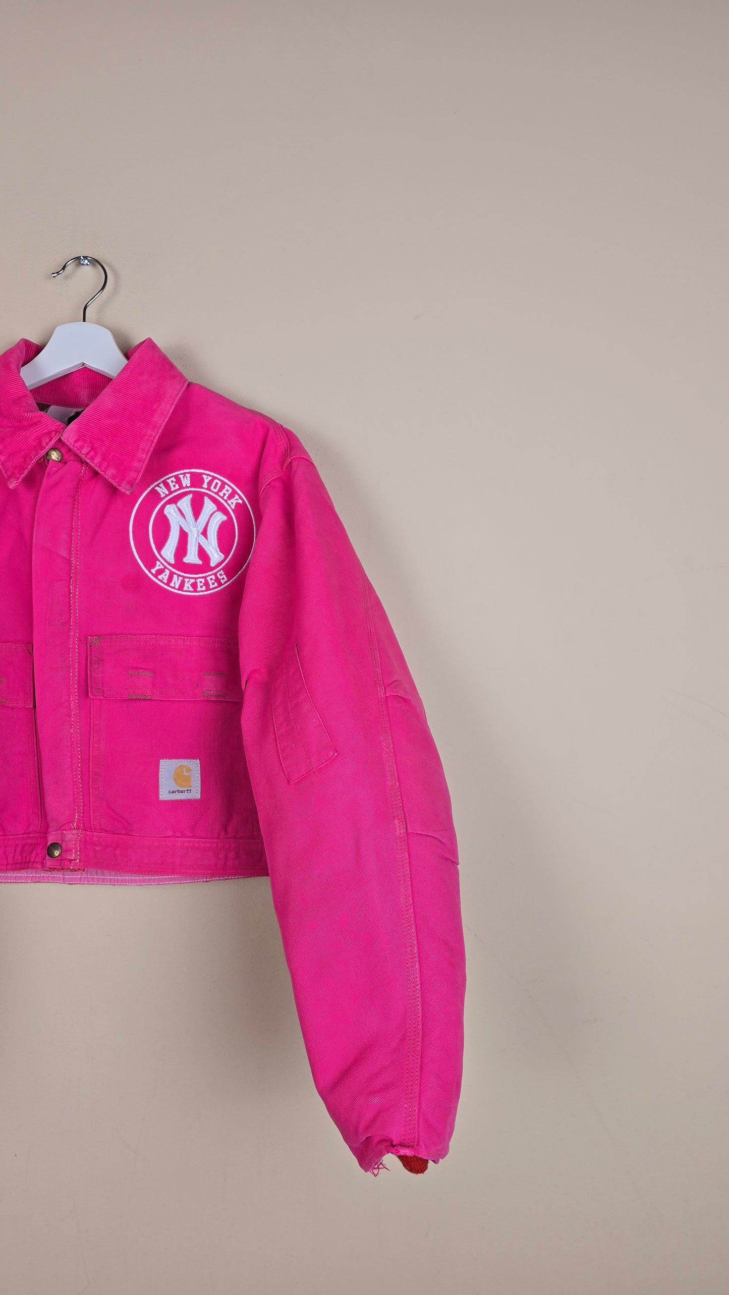 Vintage Carhartt X NY Yankees Cropped Jacket | Pink | Size M | 115