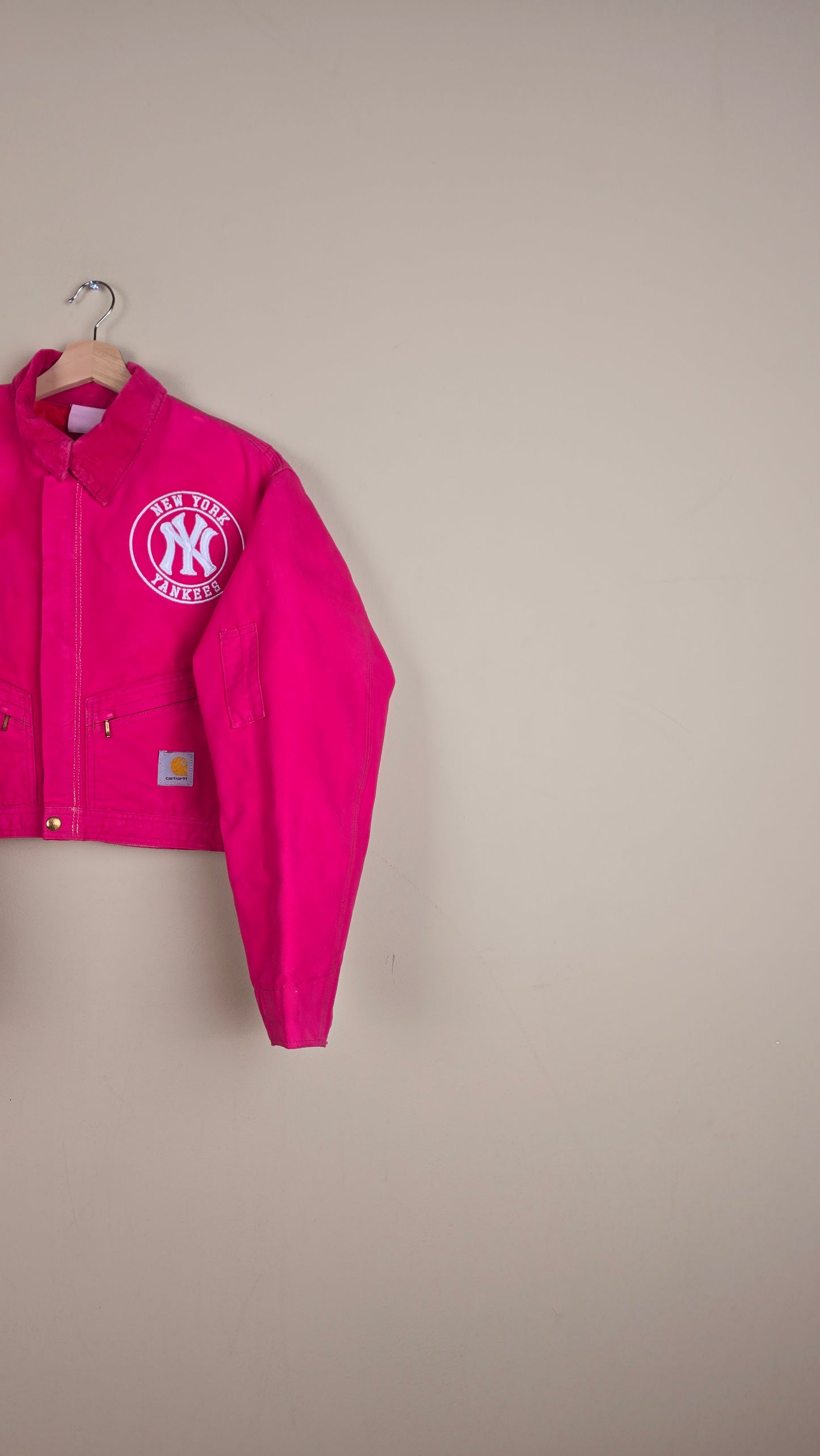 Vintage Carhartt X NY Yankees Cropped Jacket | Pink | Size M | 117