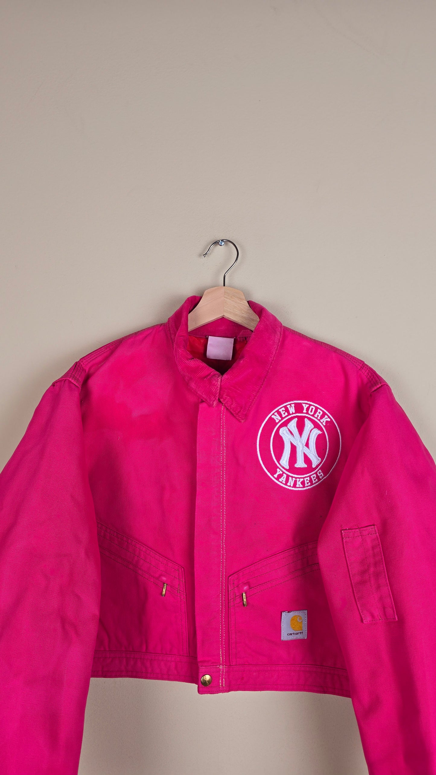 Vintage Carhartt X NY Yankees Cropped Jacket | Pink | Size M | 117