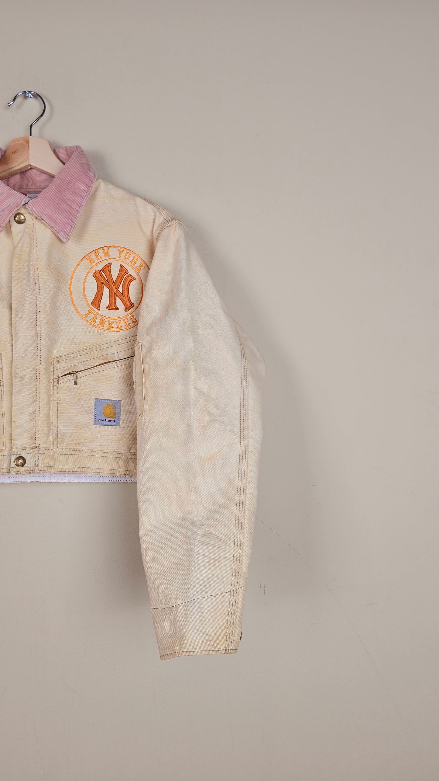 Vintage Carhartt X NY Yankees Cropped Jacket | Beige | Size S | 119