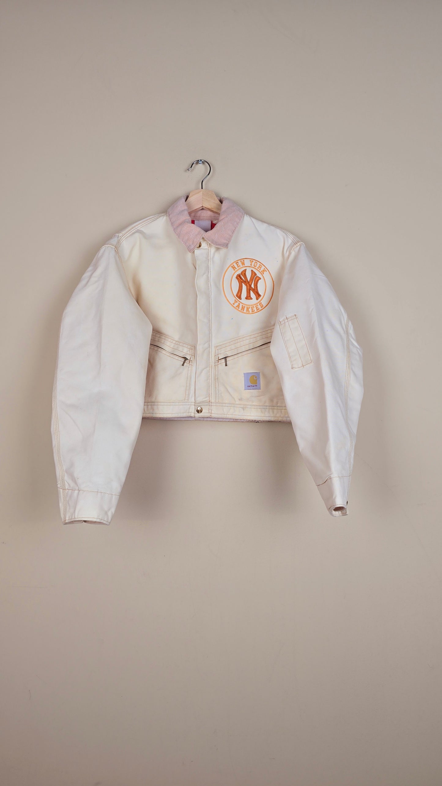 Vintage Carhartt X NY Yankees Cropped Jacket | Beige | Size M | 120